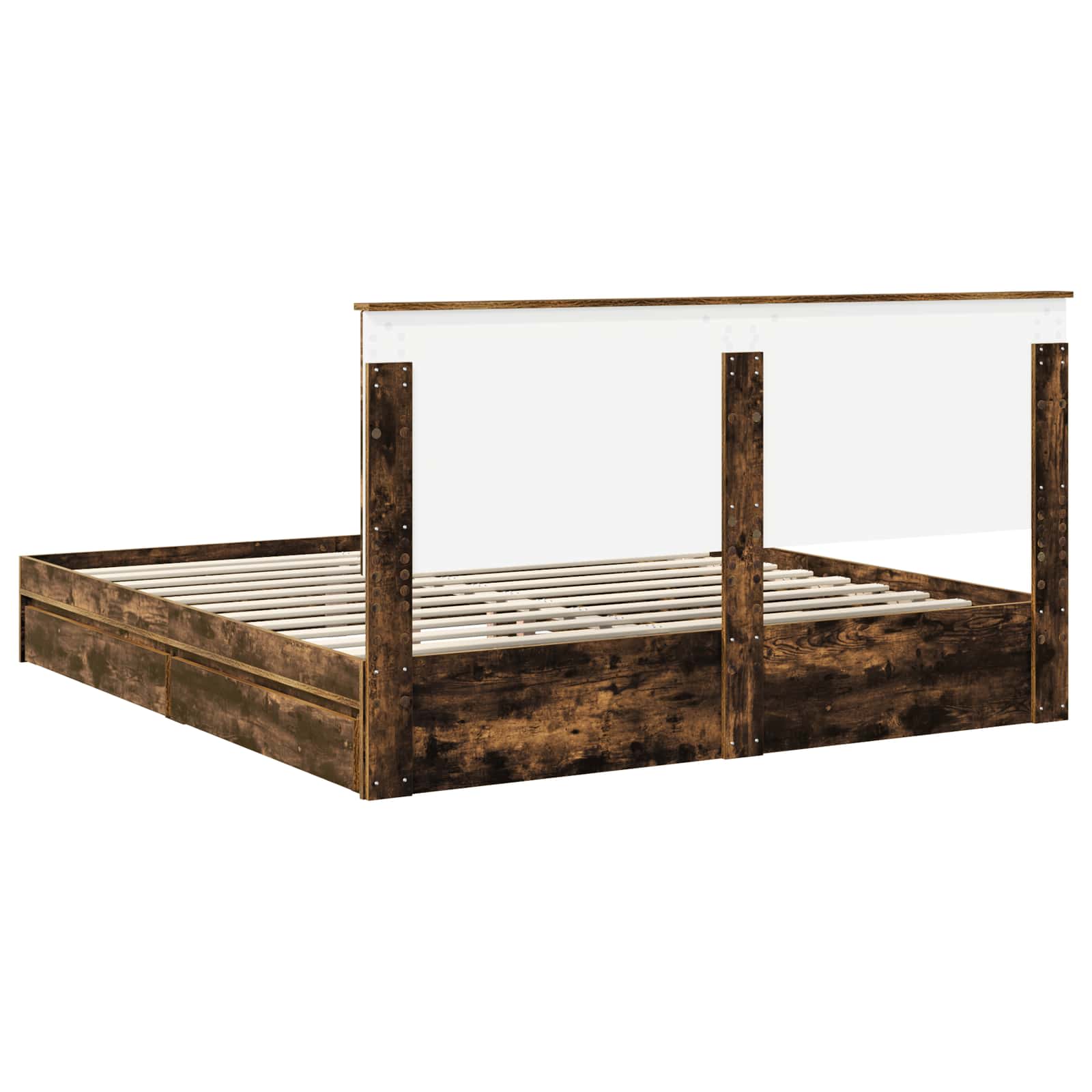Lit de Rangement Chêne fumé 180 x 200 cm Bois d'ingénierie - XIOS