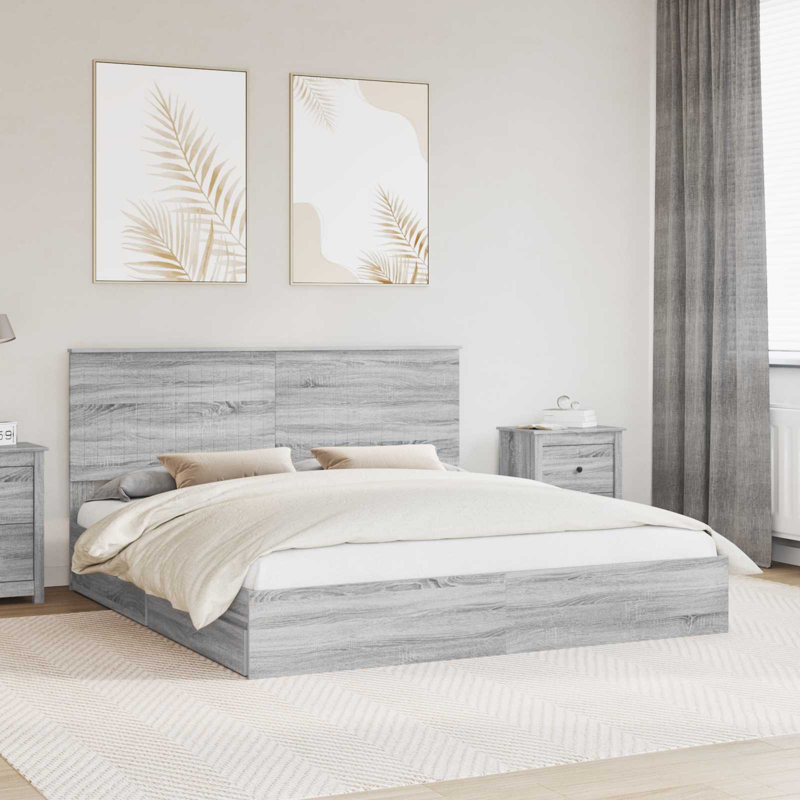Lit de Rangement Gris Sonoma 180 x 200 cm Bois d'ingénierie - XIOS