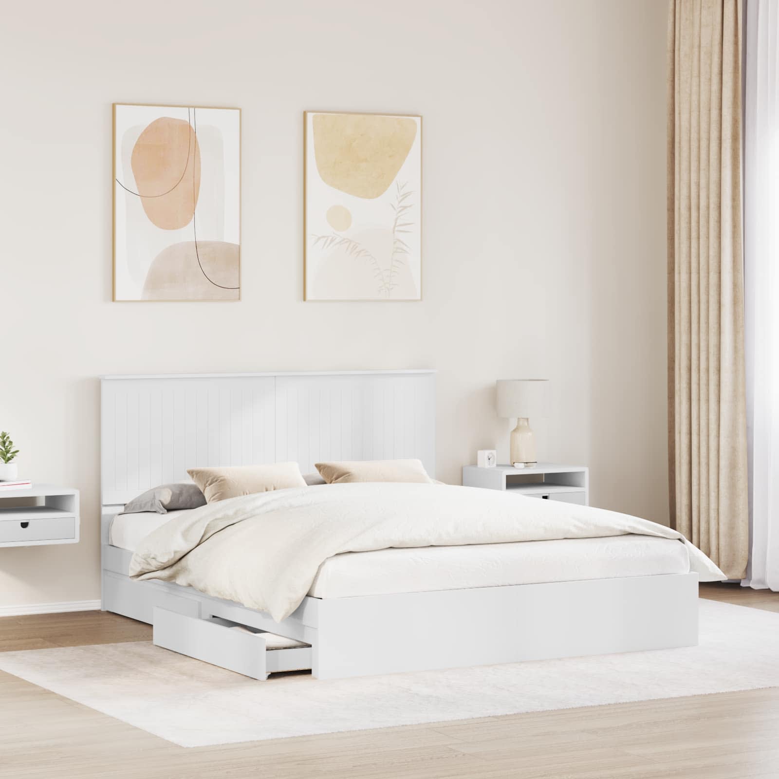 Lit de Rangement Blanc 160 x 200 cm Bois d'ingénierie - XIOS
