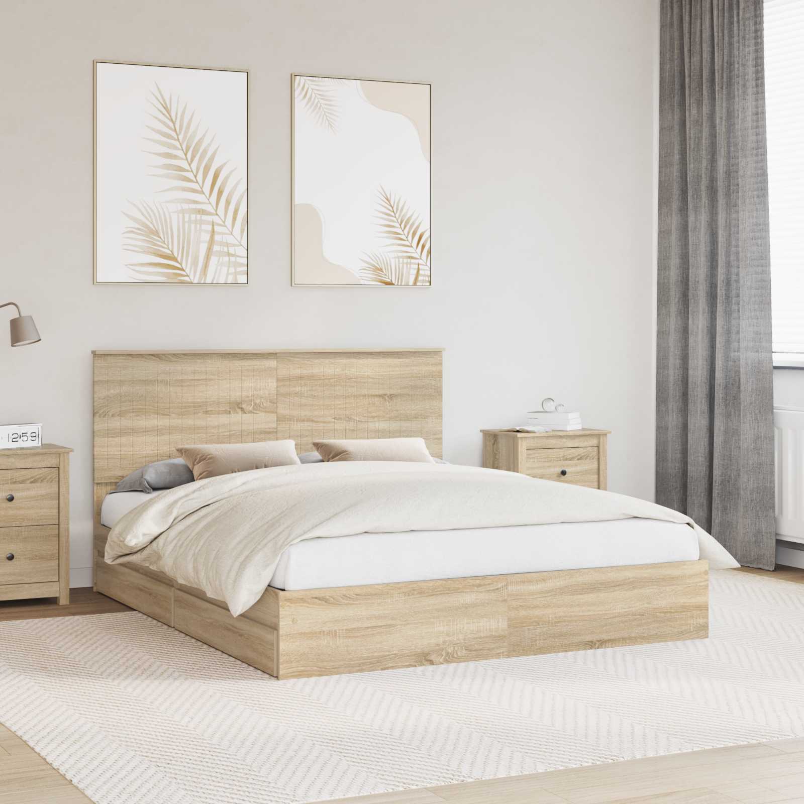 Lit de Rangement Chêne Sonoma 160 x 200 cm Bois d'ingénierie - XIOS