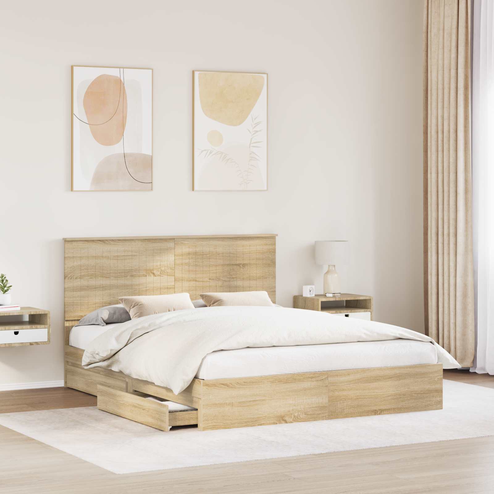 Lit de Rangement Chêne Sonoma 160 x 200 cm Bois d'ingénierie - XIOS