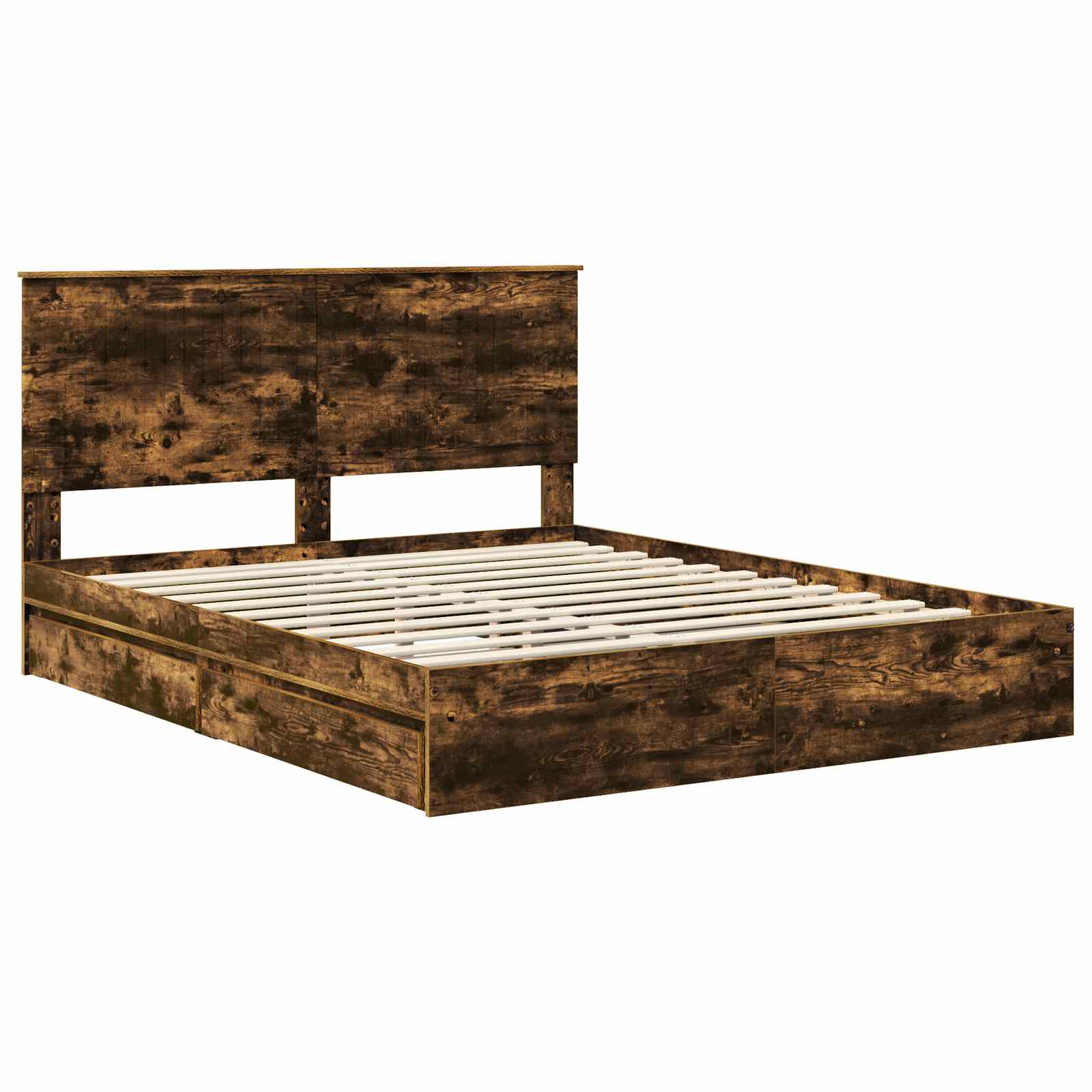 Lit de Rangement Chêne fumé 160 x 200 cm Bois d'ingénierie - XIOS