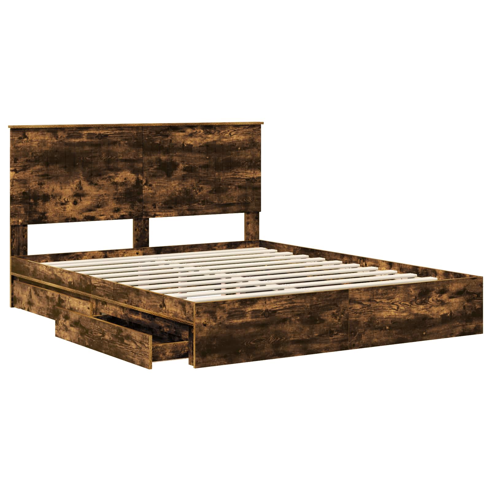 Lit de Rangement Chêne fumé 160 x 200 cm Bois d'ingénierie - XIOS