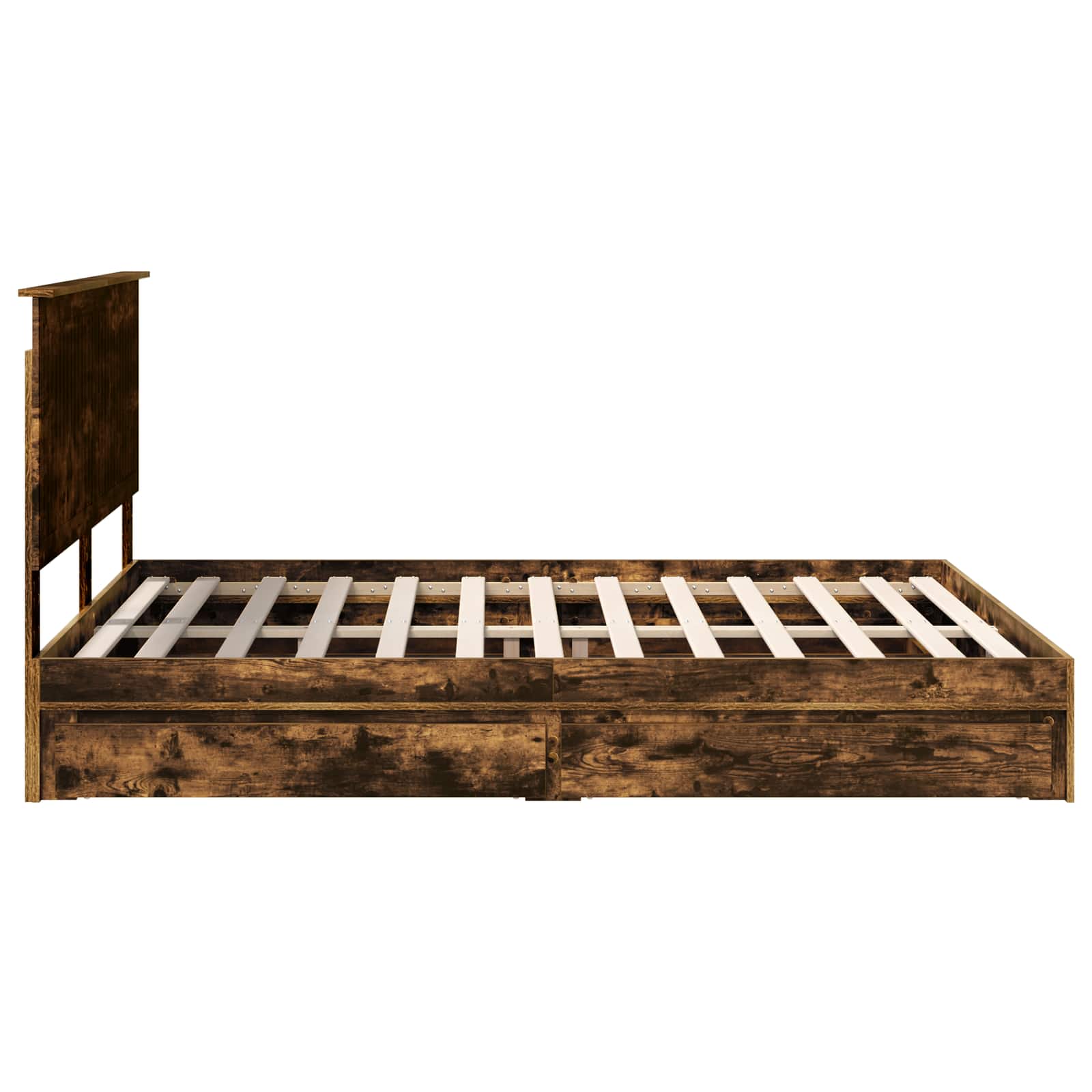 Lit de Rangement Chêne fumé 160 x 200 cm Bois d'ingénierie - XIOS