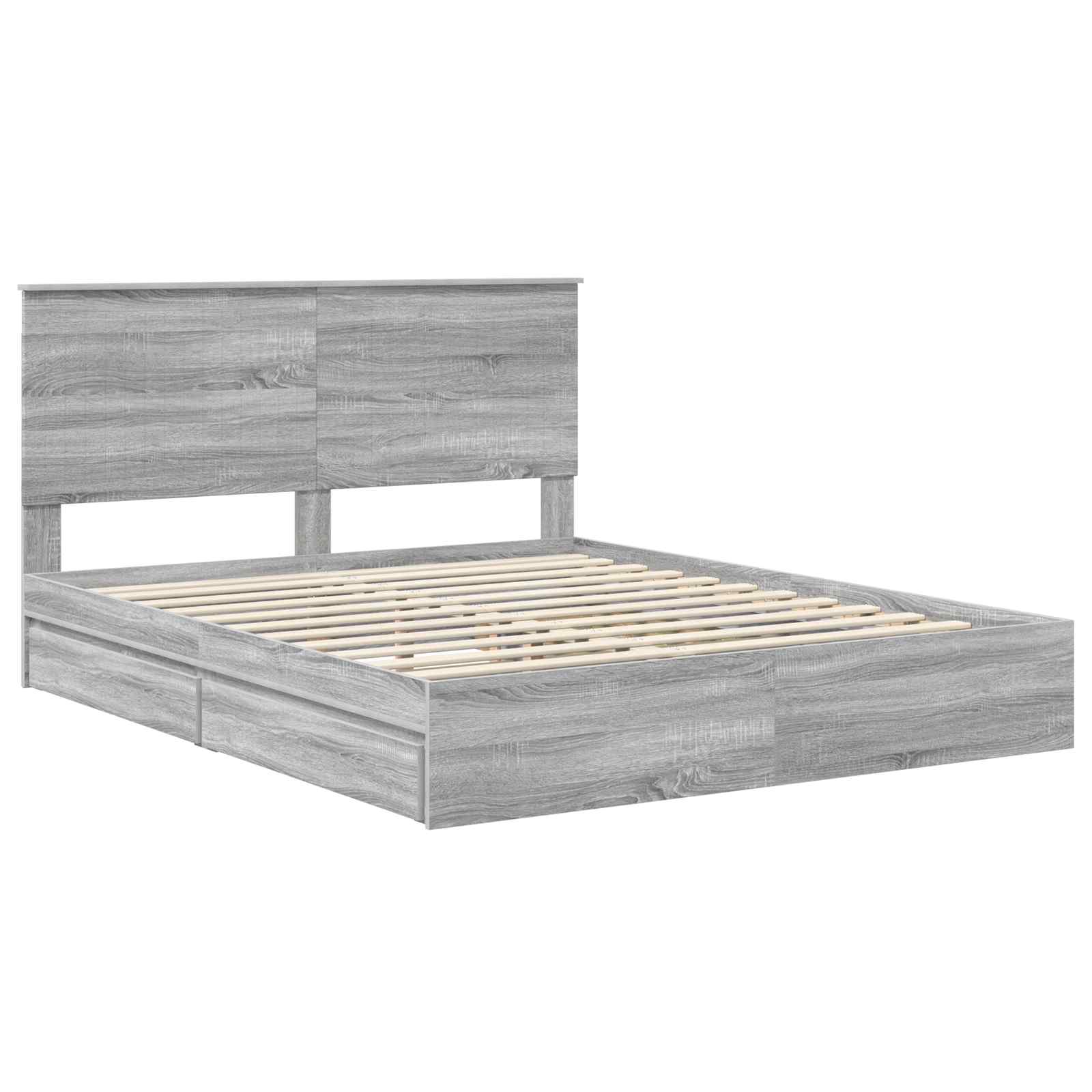 Lit de Rangement Gris Sonoma 160 x 200 cm Bois d'ingénierie