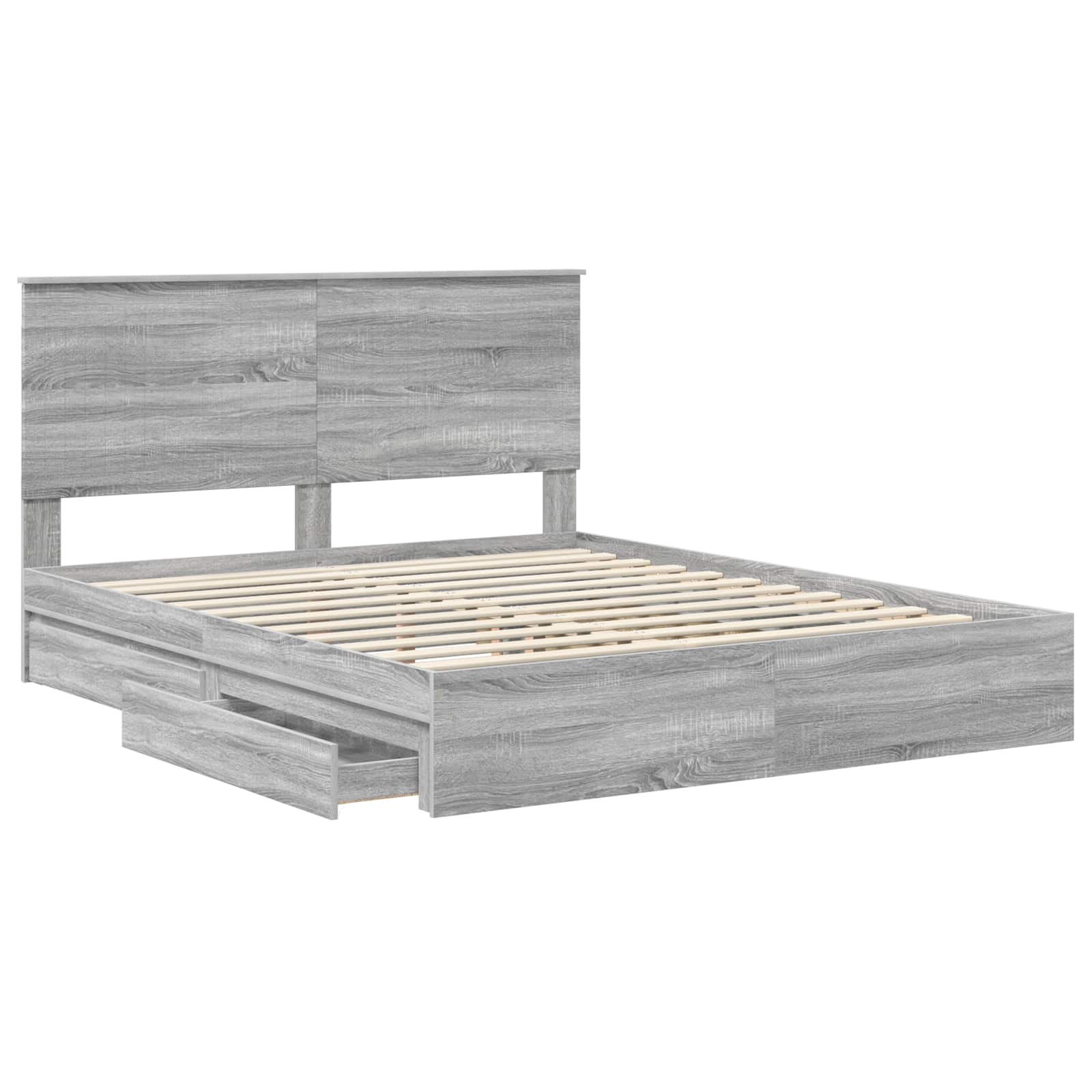 Lit de Rangement Gris Sonoma 160 x 200 cm Bois d'ingénierie