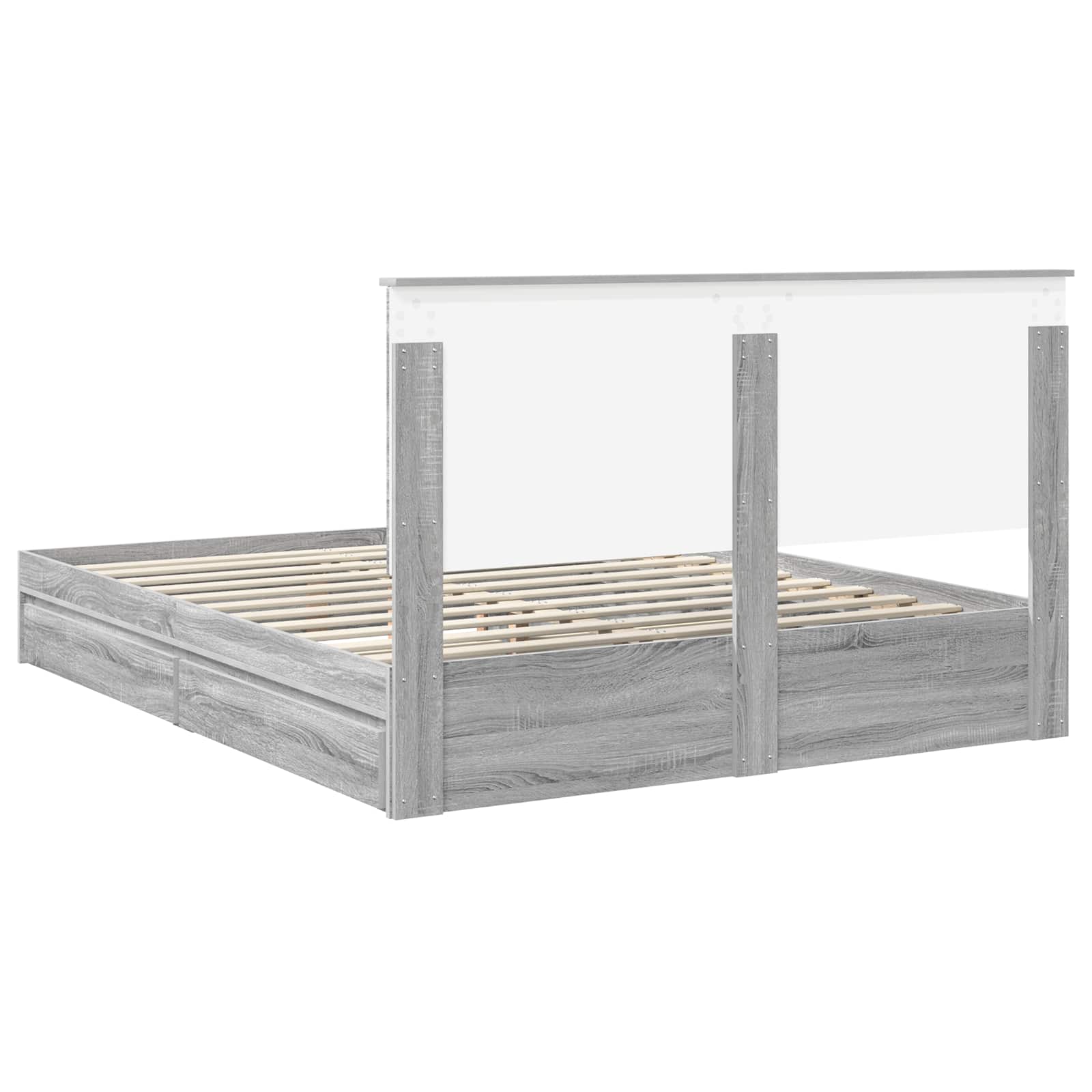 Lit de Rangement Gris Sonoma 160 x 200 cm Bois d'ingénierie