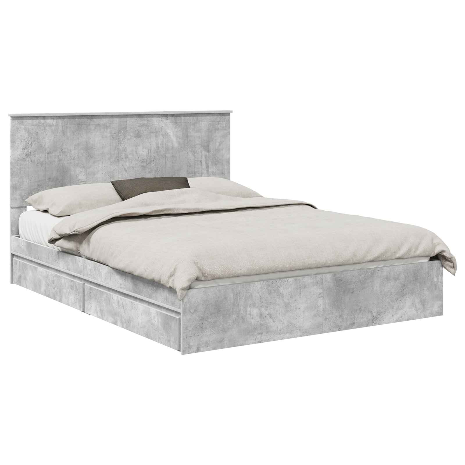 Lit de Rangement Gris béton 150 x 200 cm Bois d'ingénierie - XIOS