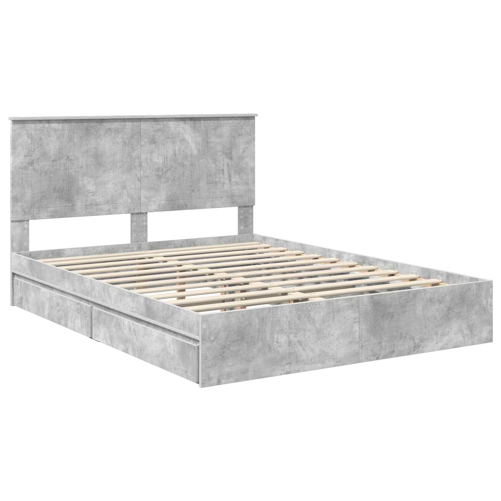 Lit de Rangement Gris béton 150 x 200 cm Bois d'ingénierie - XIOS