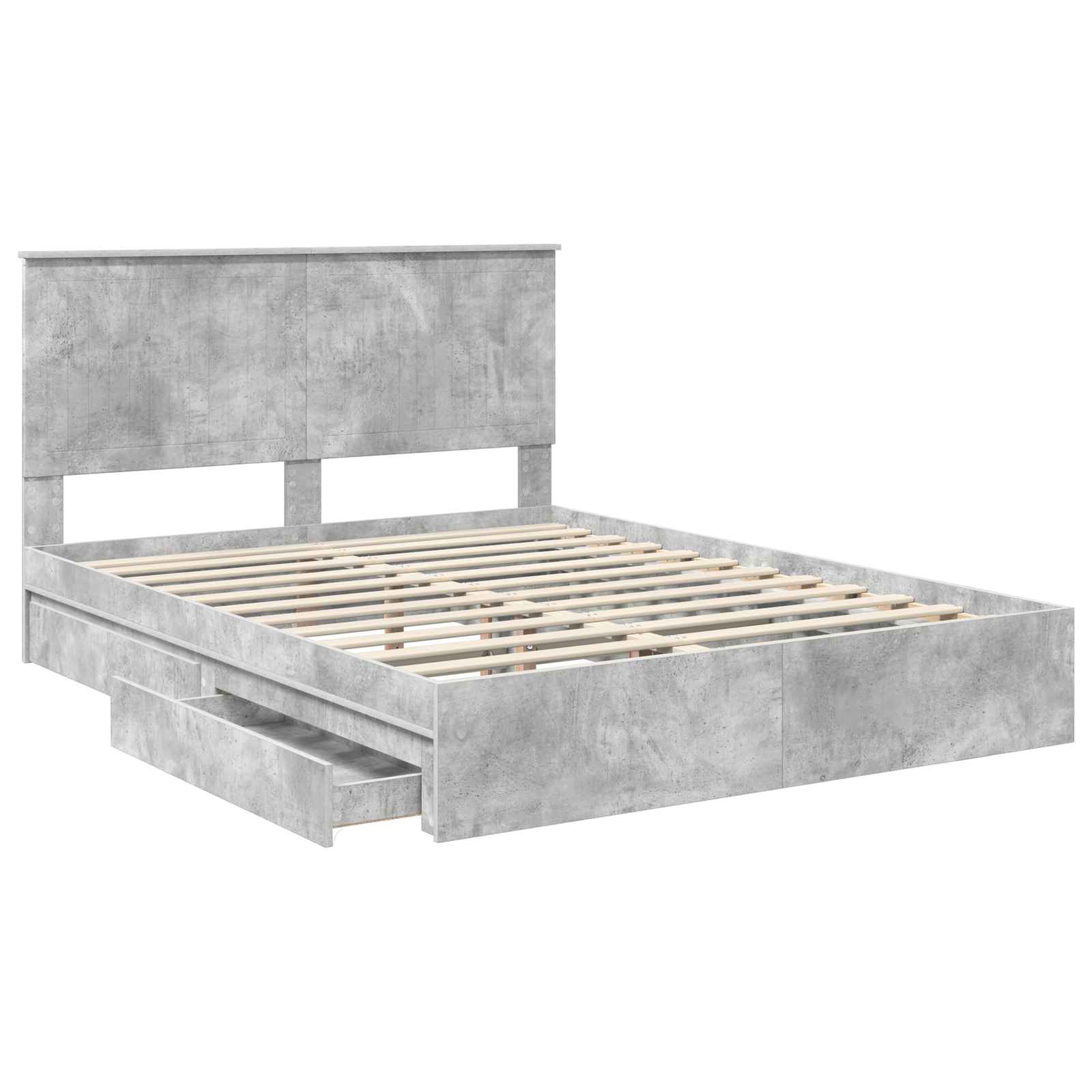 Lit de Rangement Gris béton 150 x 200 cm Bois d'ingénierie - XIOS
