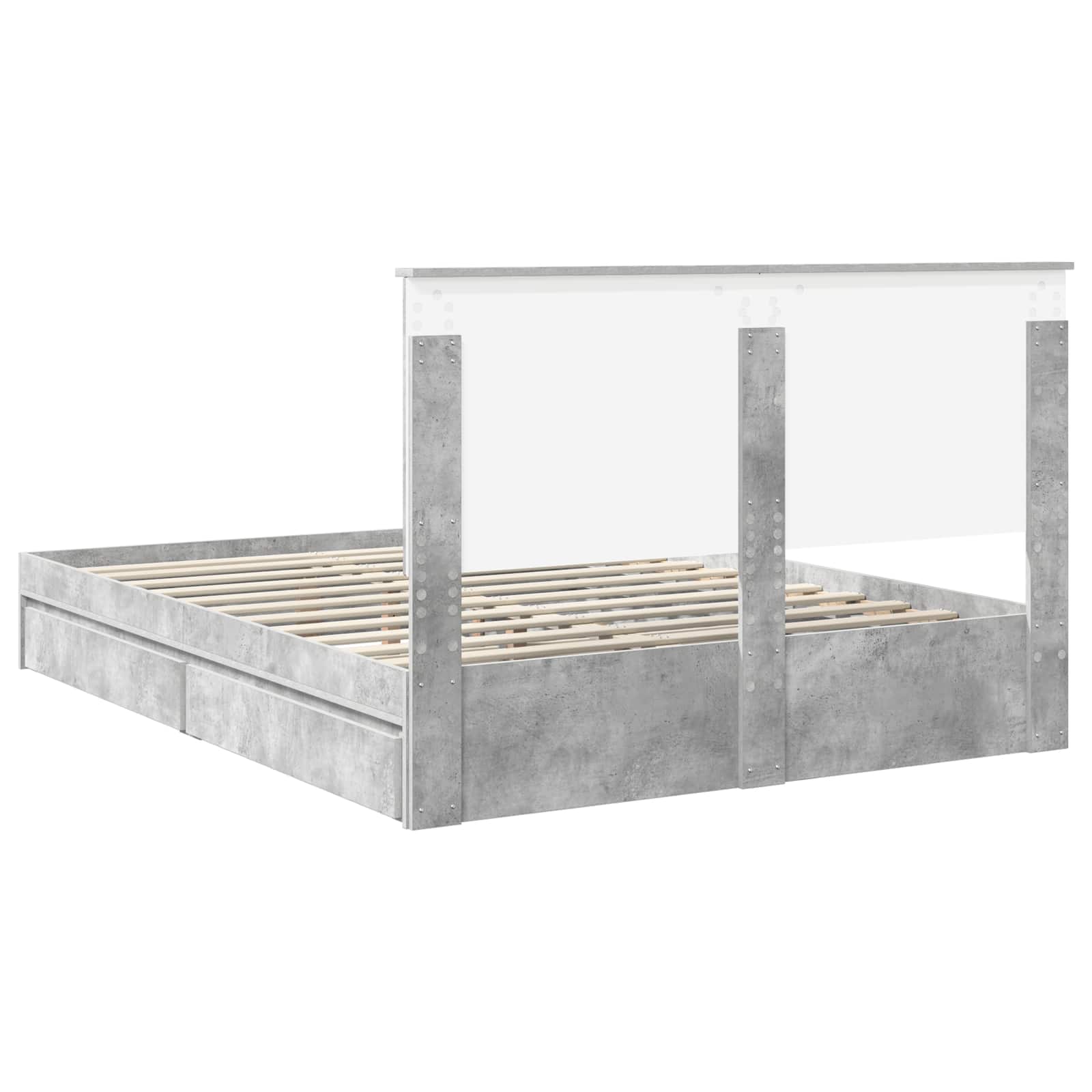 Lit de Rangement Gris béton 150 x 200 cm Bois d'ingénierie - XIOS