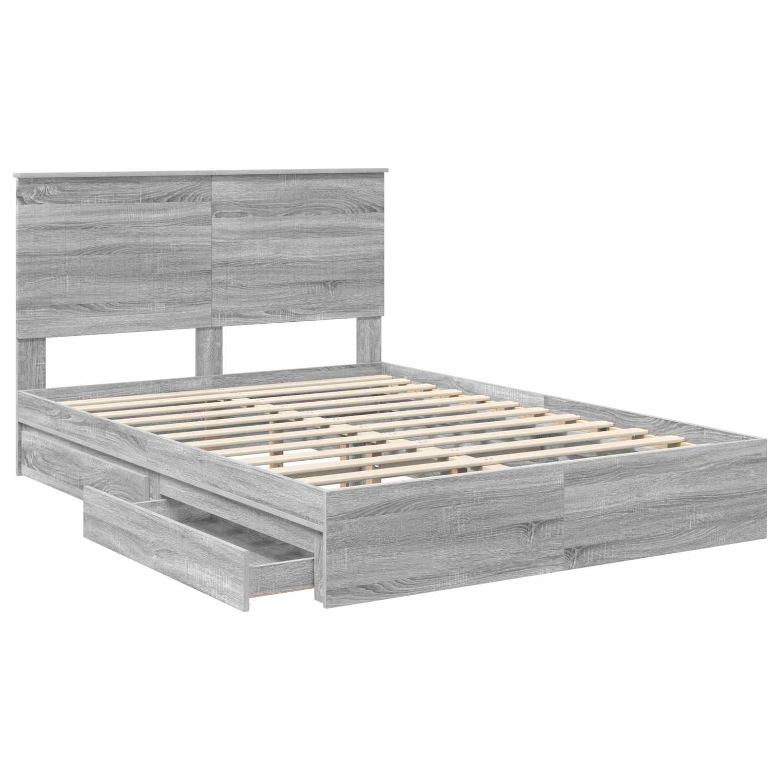 Lit de Rangement Gris Sonoma 140 x 200 cm Bois d'ingénierie