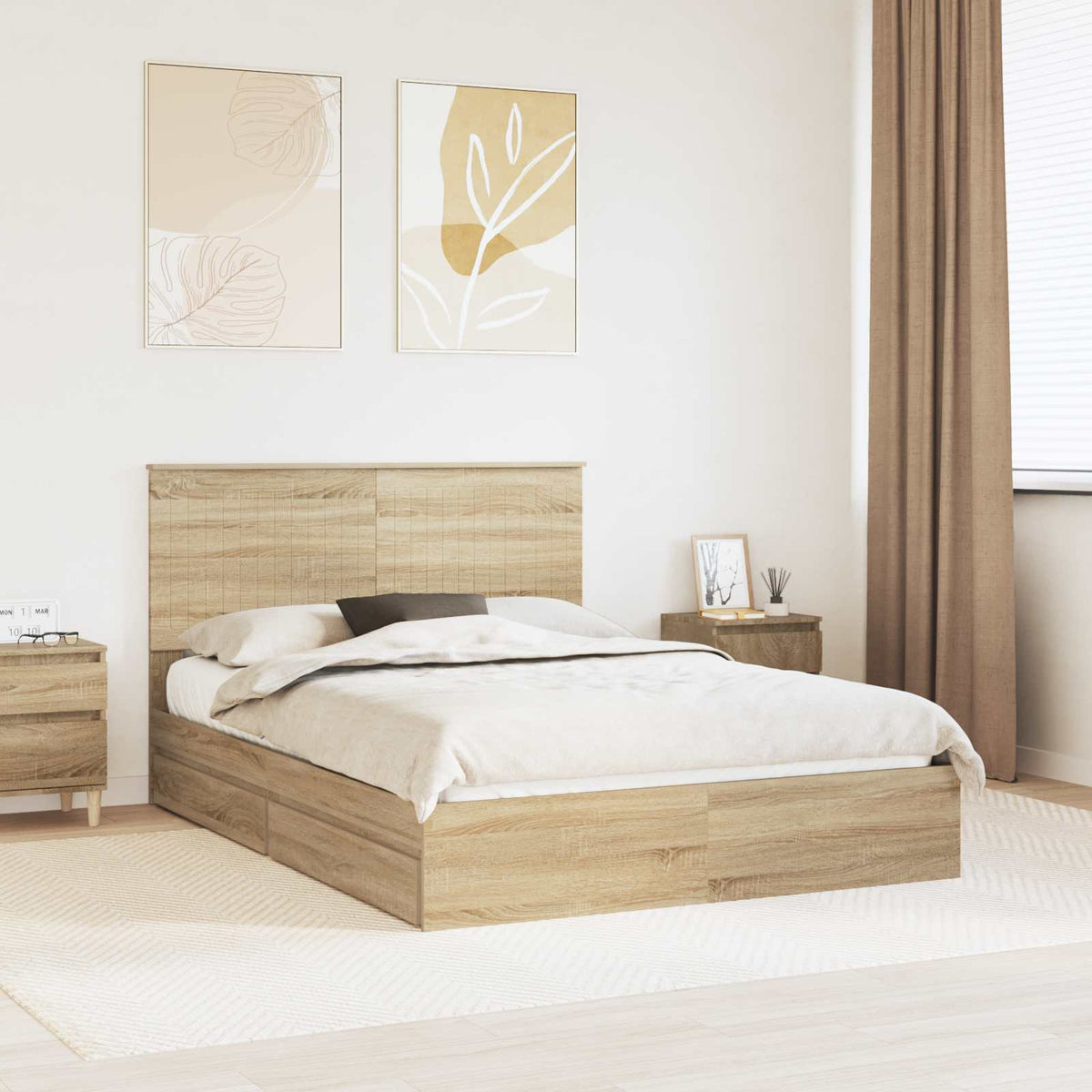 Lit de Rangement Chêne Sonoma 140 x 190 cm Bois d'ingénierie