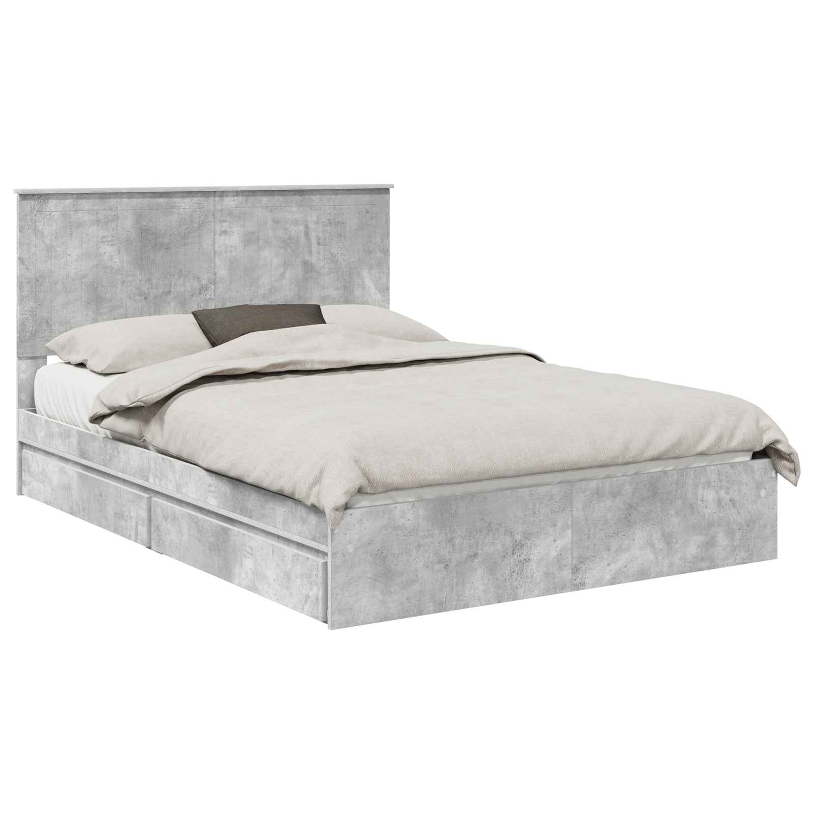 Lit de Rangement Gris béton 135 x 190 cm Bois d'ingénierie - XIOS