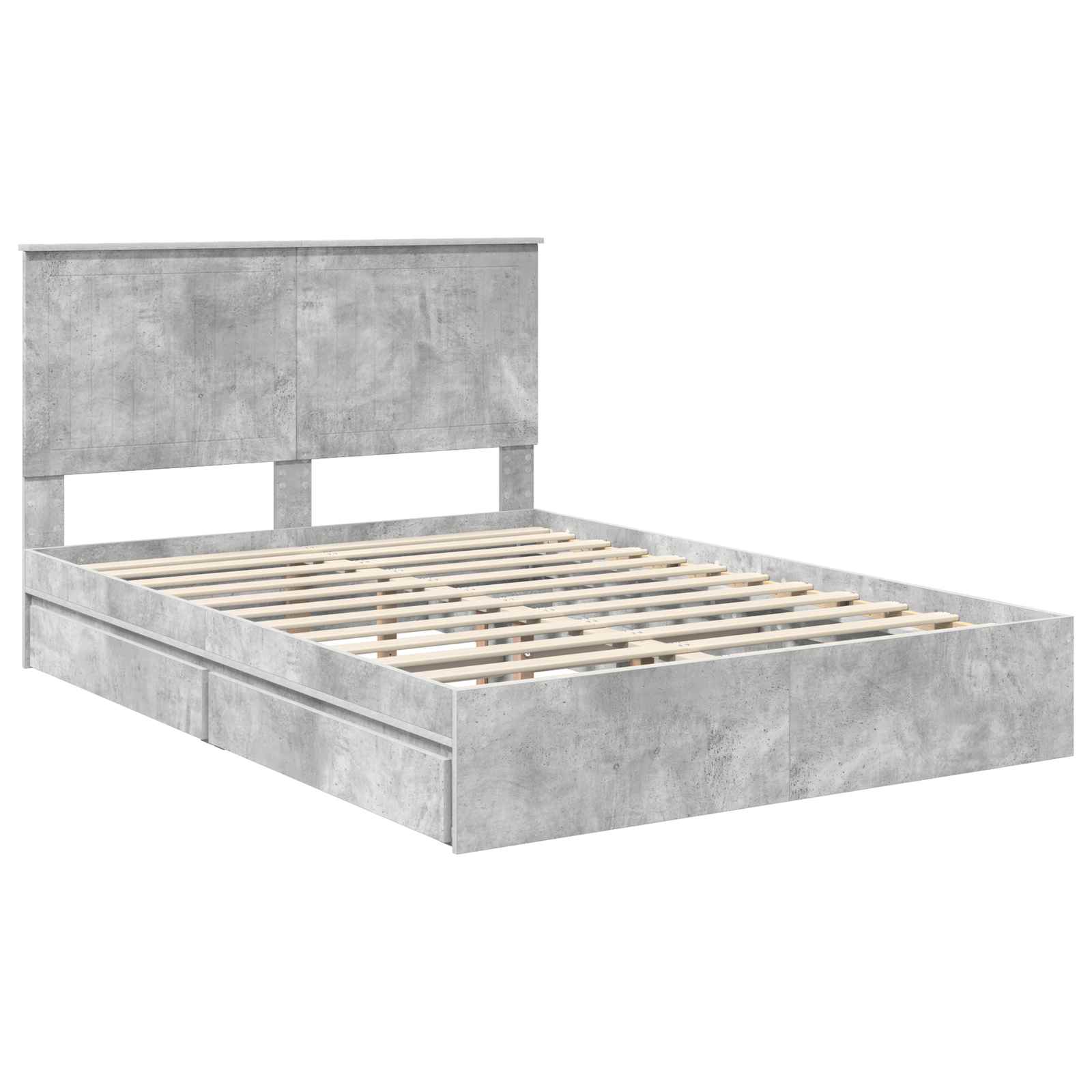 Lit de Rangement Gris béton 135 x 190 cm Bois d'ingénierie - XIOS