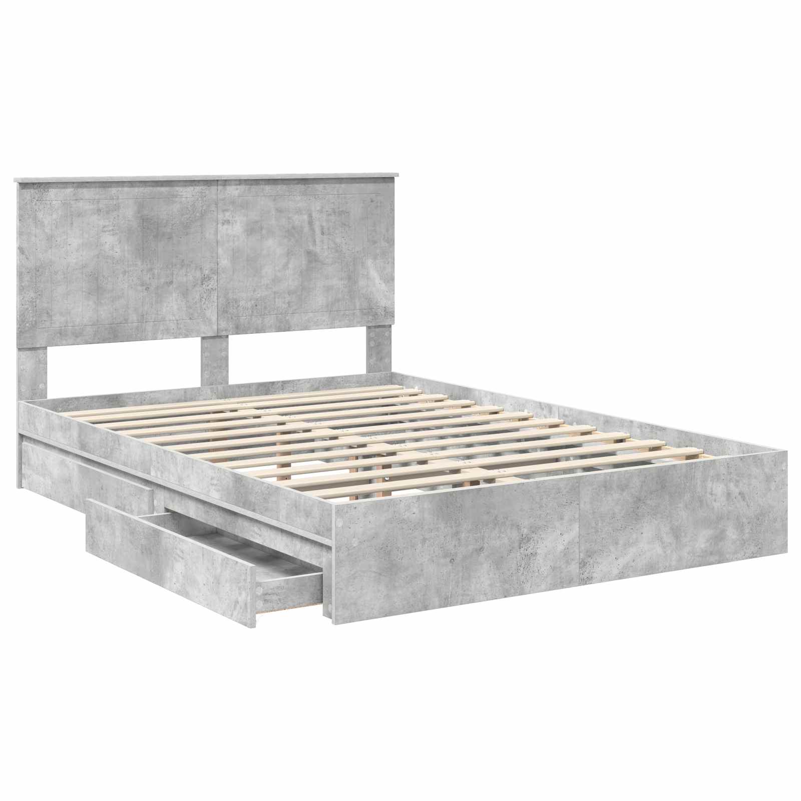 Lit de Rangement Gris béton 135 x 190 cm Bois d'ingénierie - XIOS