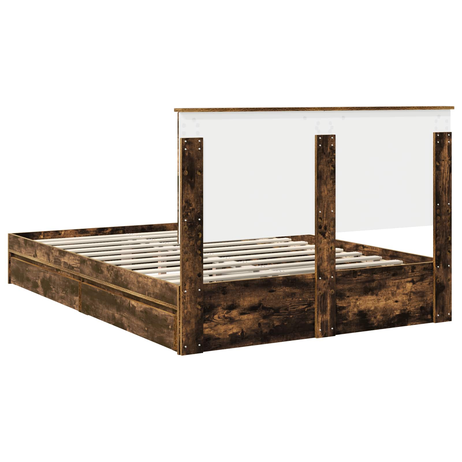 Lit de Rangement Chêne fumé 135 x 190 cm Bois d'ingénierie