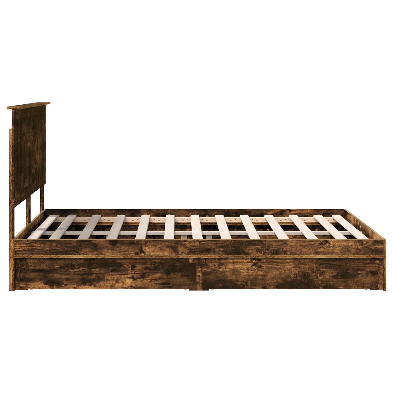 Lit de Rangement Chêne fumé 135 x 190 cm Bois d'ingénierie