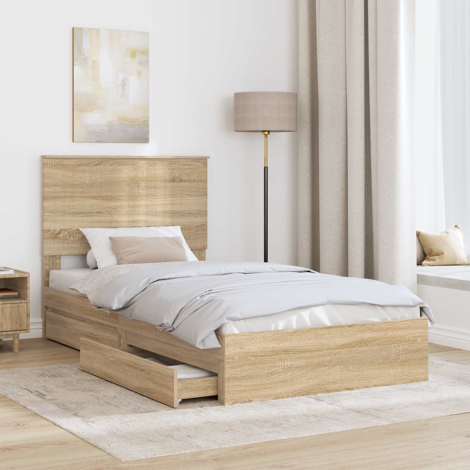 Lit de Rangement Chêne Sonoma 100 x 200 cm Bois d'ingénierie