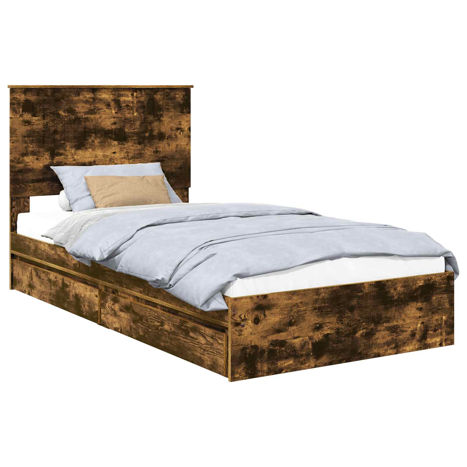 Lit de Rangement Chêne fumé 100 x 200 cm Bois d'ingénierie - XIOS