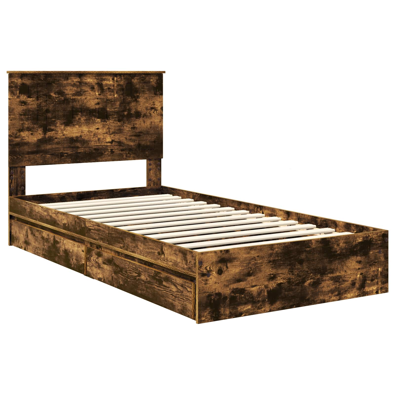 Lit de Rangement Chêne fumé 100 x 200 cm Bois d'ingénierie - XIOS