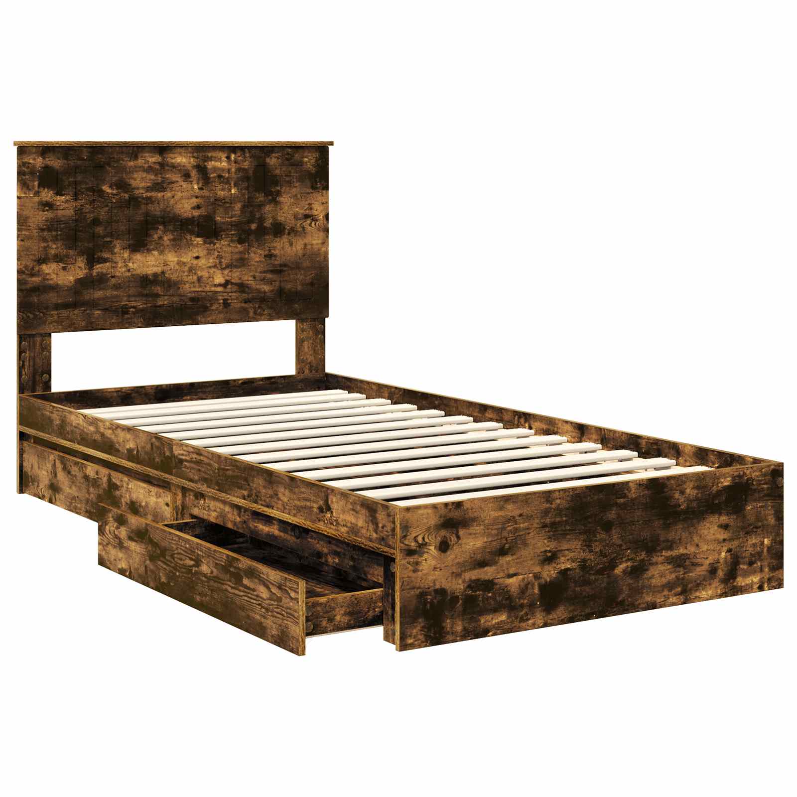 Lit de Rangement Chêne fumé 100 x 200 cm Bois d'ingénierie - XIOS