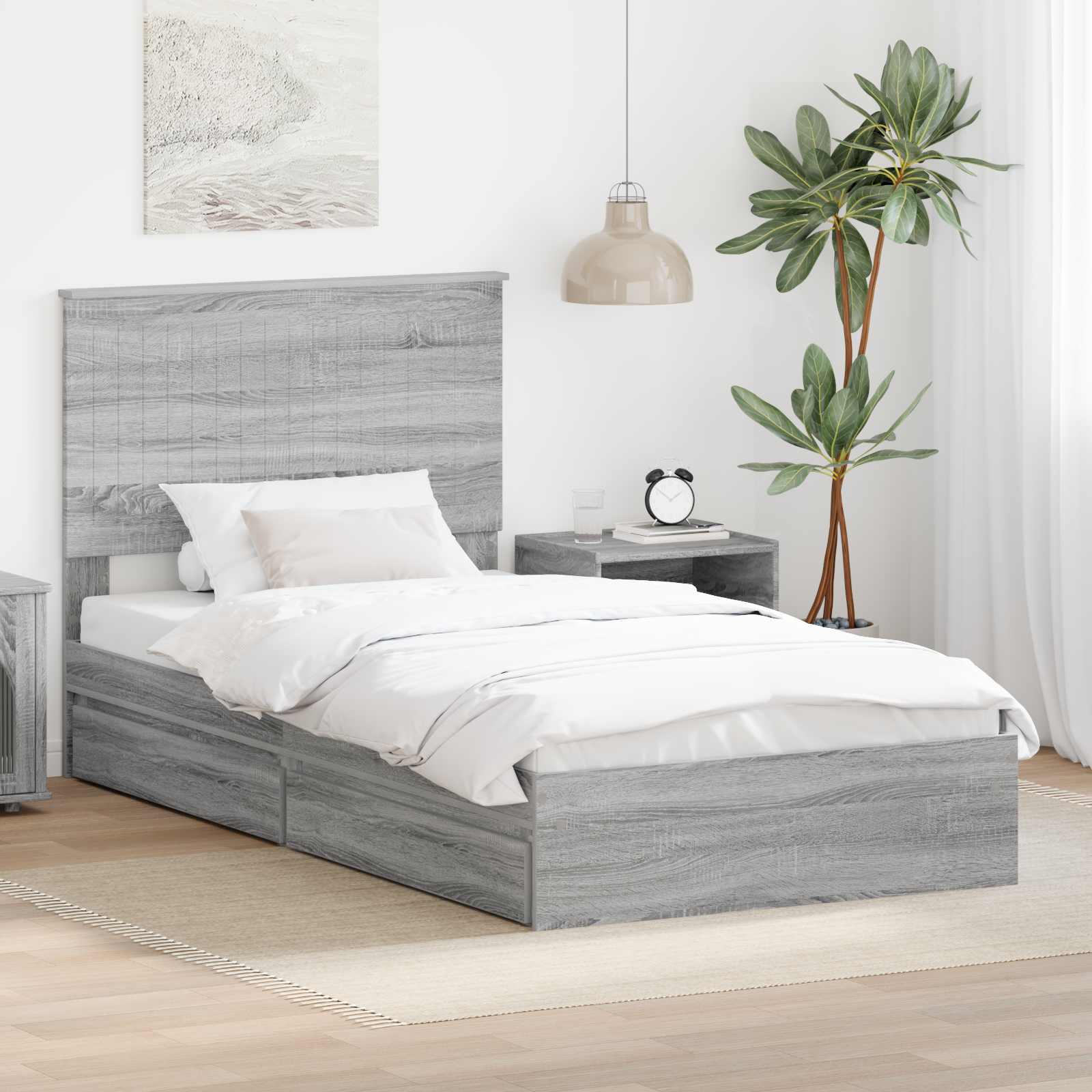 Lit de Rangement Gris Sonoma 100 x 200 cm Bois d'ingénierie - XIOS