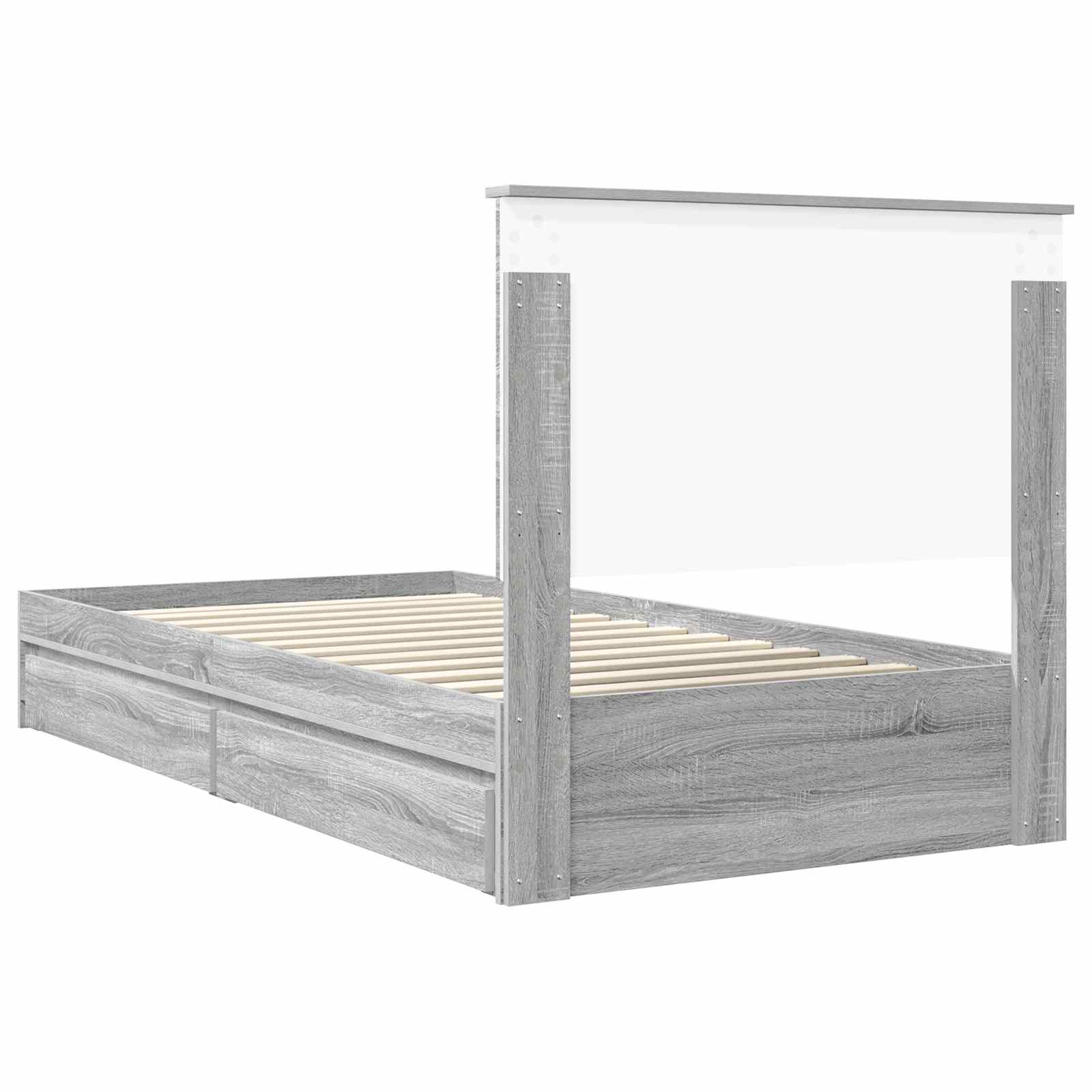 Lit de Rangement Gris Sonoma 100 x 200 cm Bois d'ingénierie - XIOS