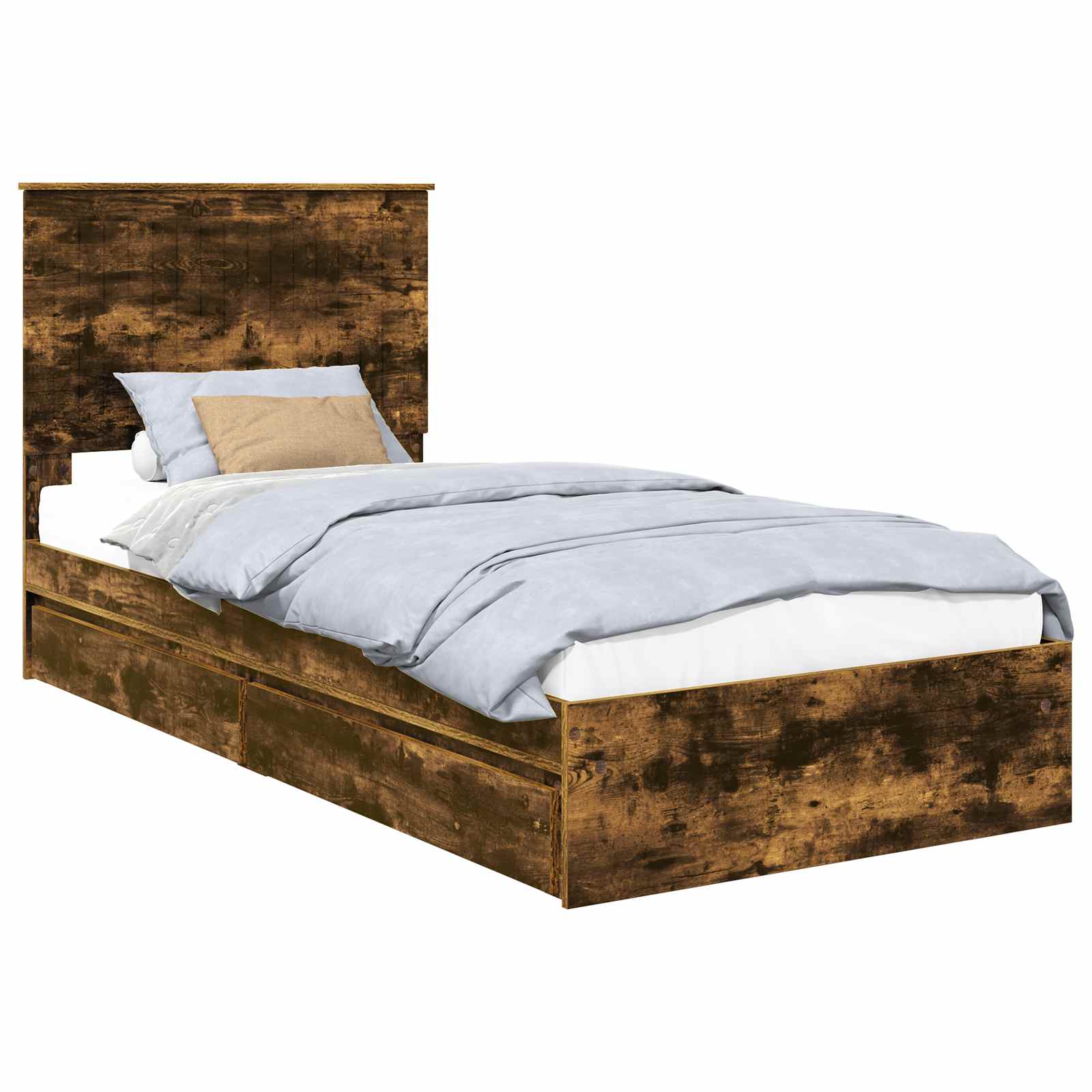Lit de Rangement Chêne fumé 90 x 200 cm Bois d'ingénierie - XIOS