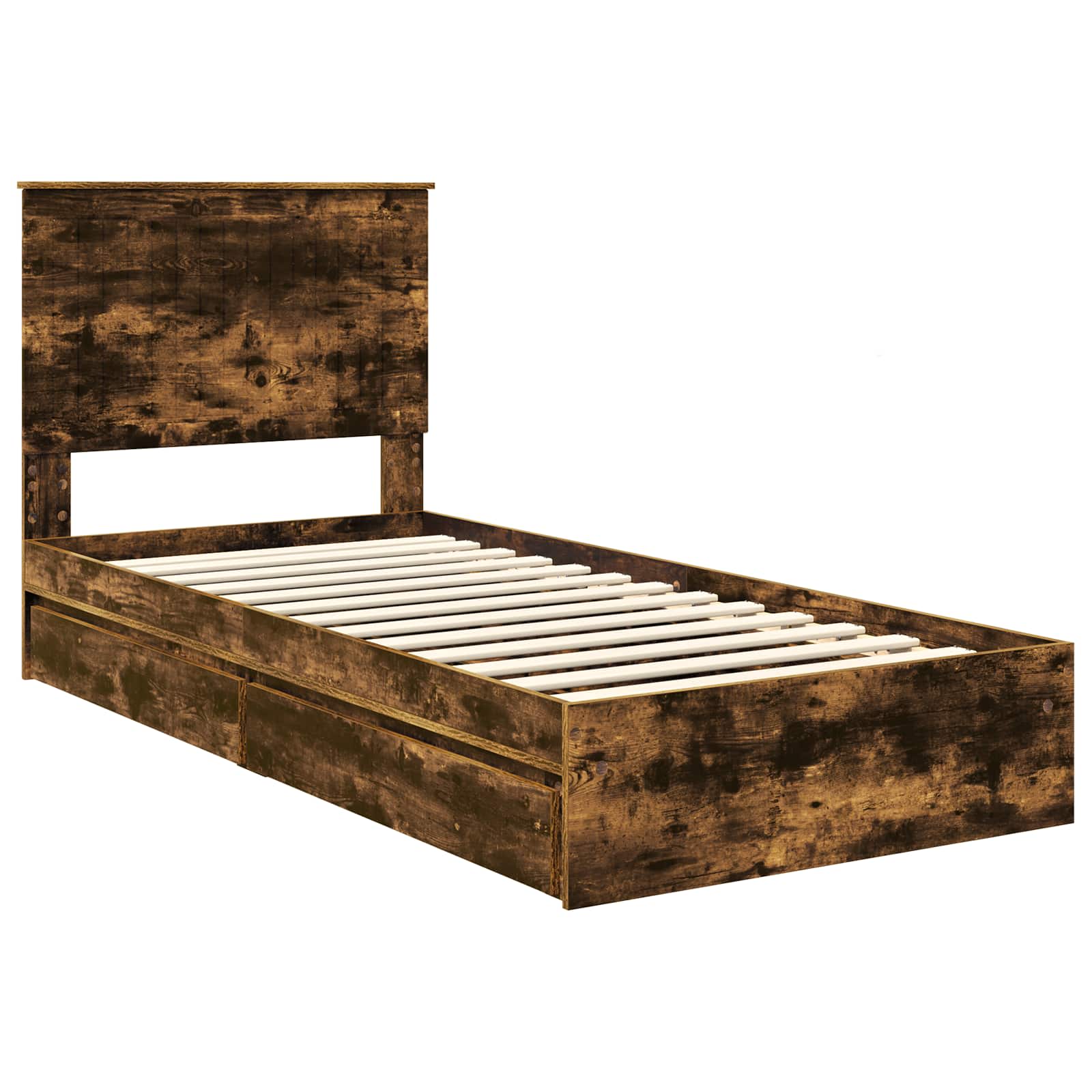 Lit de Rangement Chêne fumé 90 x 200 cm Bois d'ingénierie
