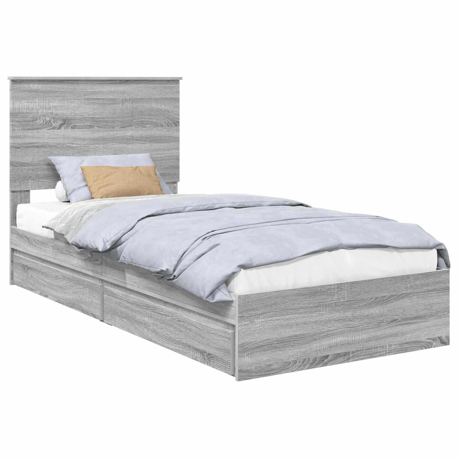 Lit de Rangement Gris Sonoma 90 x 200 cm Bois d'ingénierie