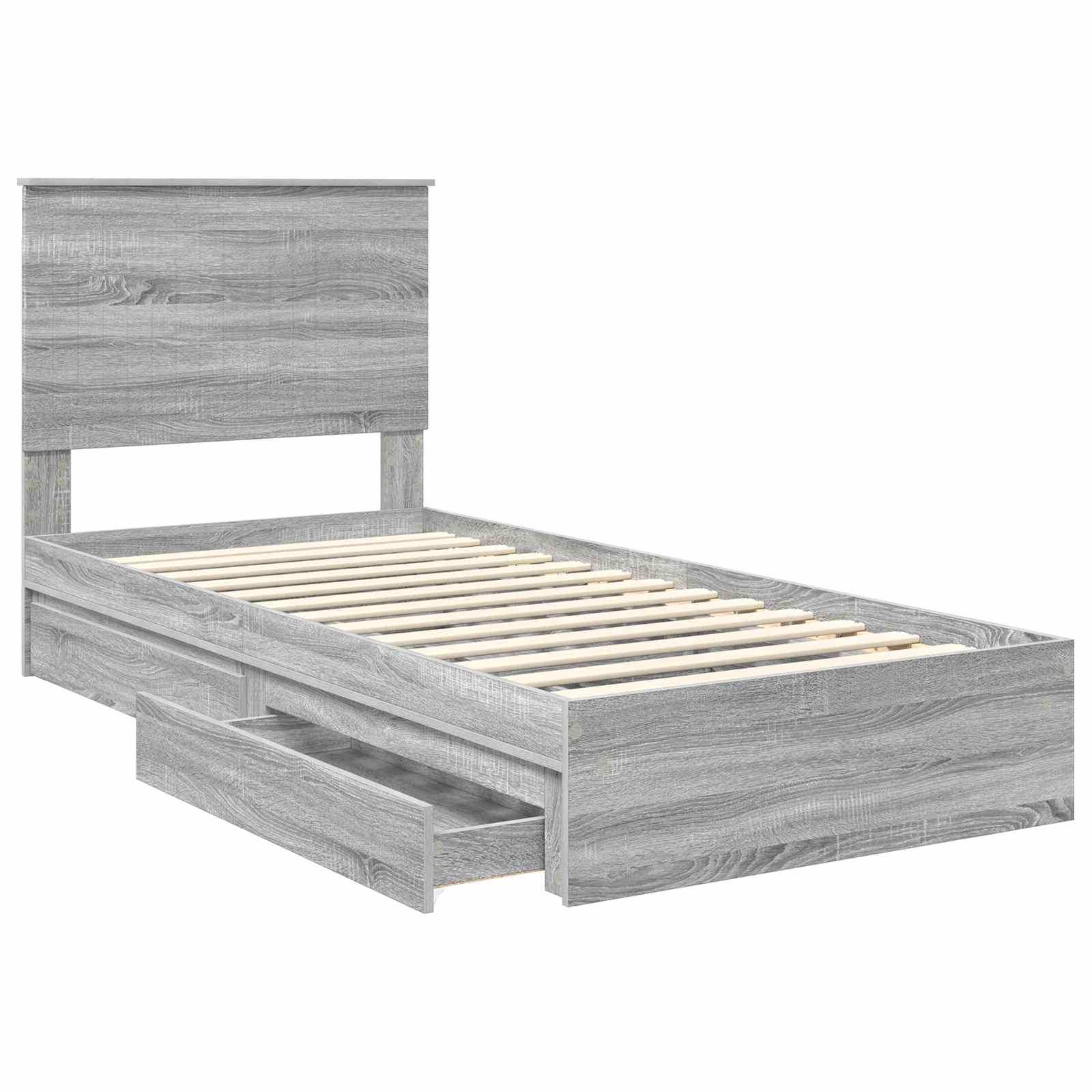 Lit de Rangement Gris Sonoma 90 x 200 cm Bois d'ingénierie
