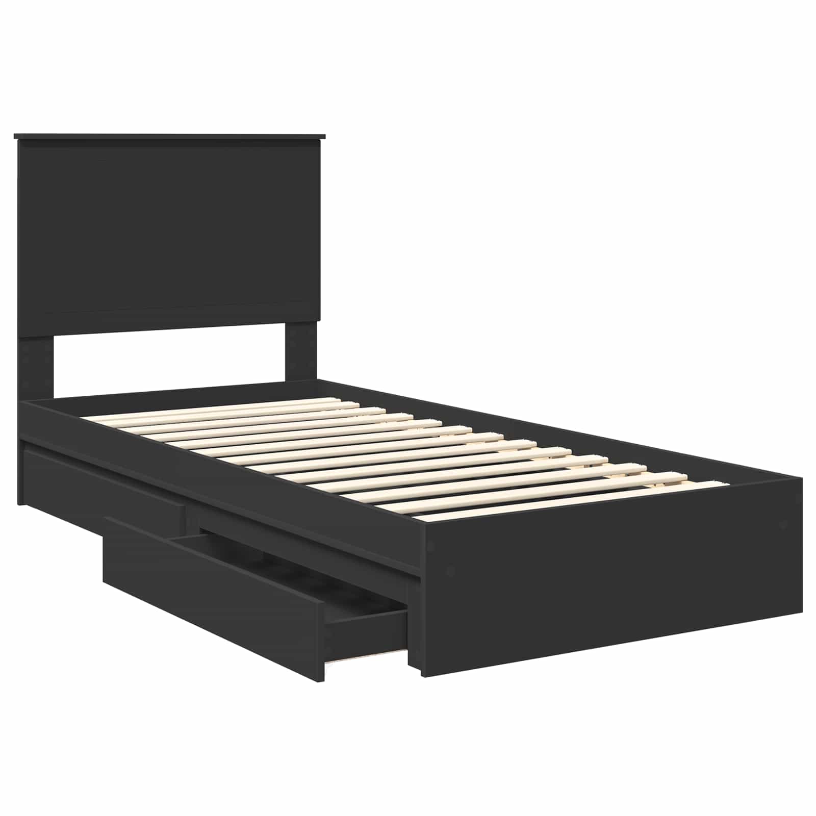 Lit de Rangement avec tiroir Noir 90 x 190 cm Bois d'ingénierie
