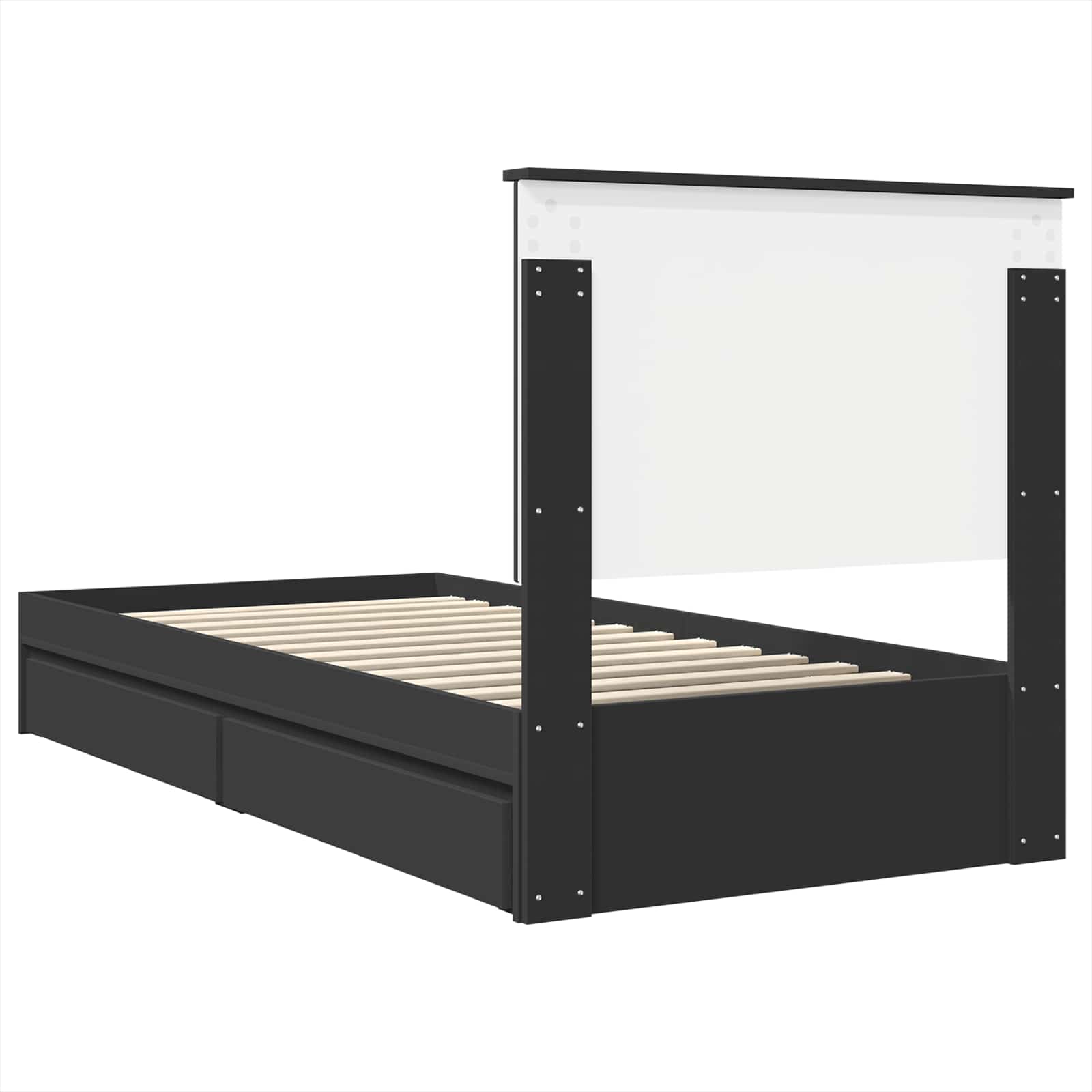 Lit de Rangement avec tiroir Noir 90 x 190 cm Bois d'ingénierie