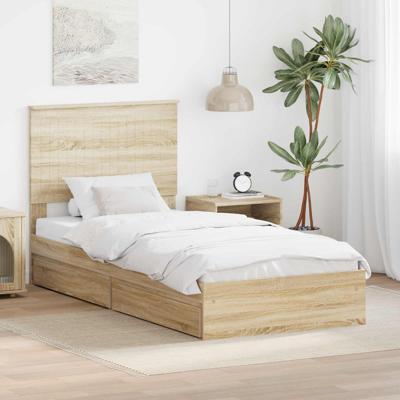 Lit de Rangement Chêne Sonoma 90 x 190 cm Bois d'ingénierie