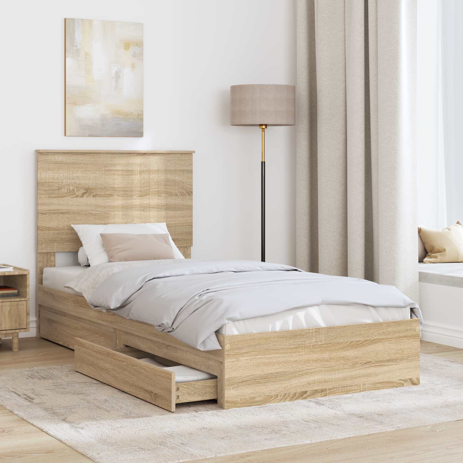 Lit de Rangement Chêne Sonoma 90 x 190 cm Bois d'ingénierie
