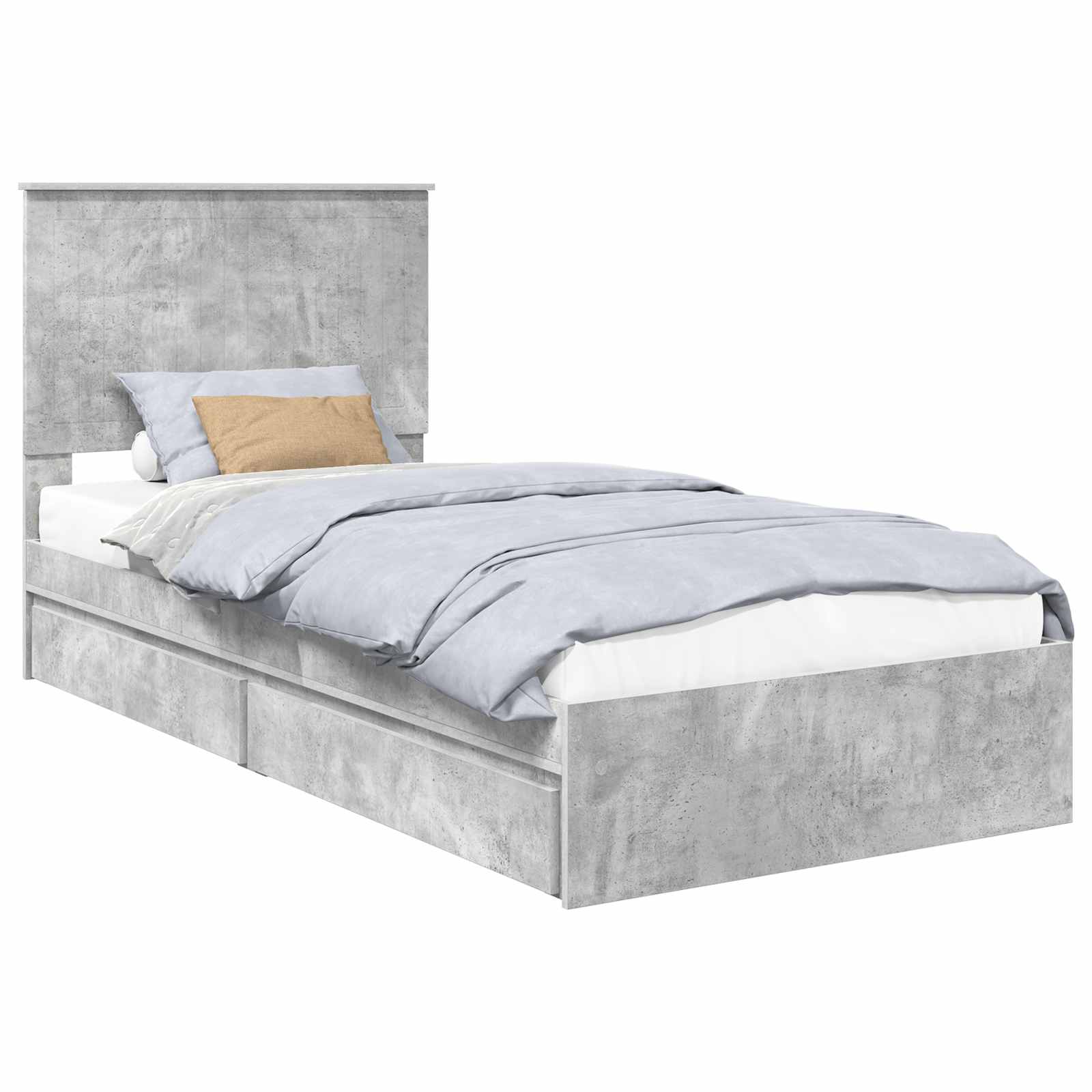Lit de Rangement Gris béton 90 x 190 cm Bois d'ingénierie