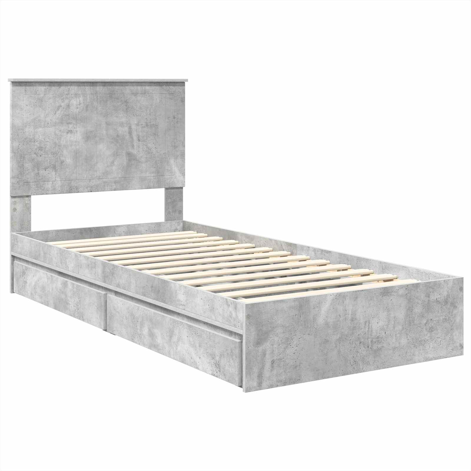 Lit de Rangement Gris béton 90 x 190 cm Bois d'ingénierie