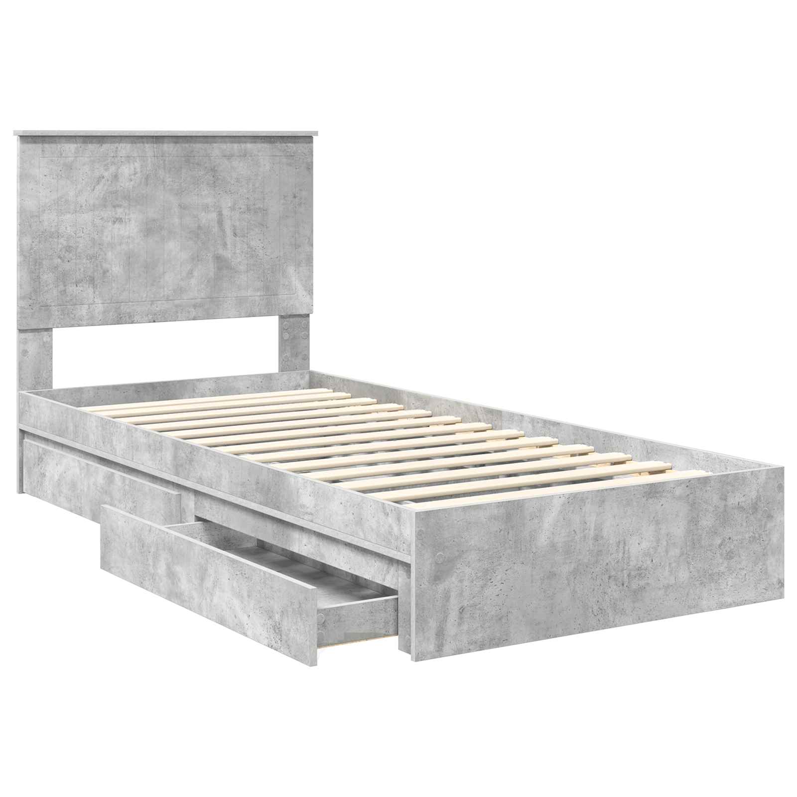 Lit de Rangement Gris béton 90 x 190 cm Bois d'ingénierie