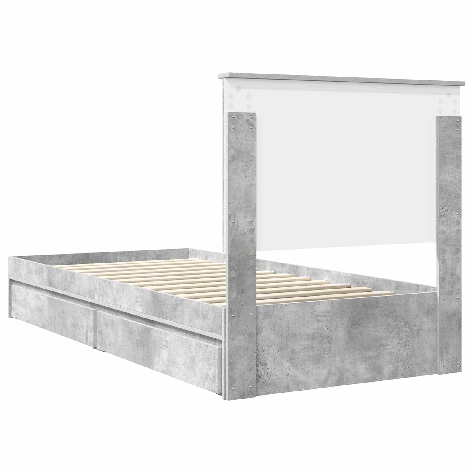 Lit de Rangement Gris béton 90 x 190 cm Bois d'ingénierie