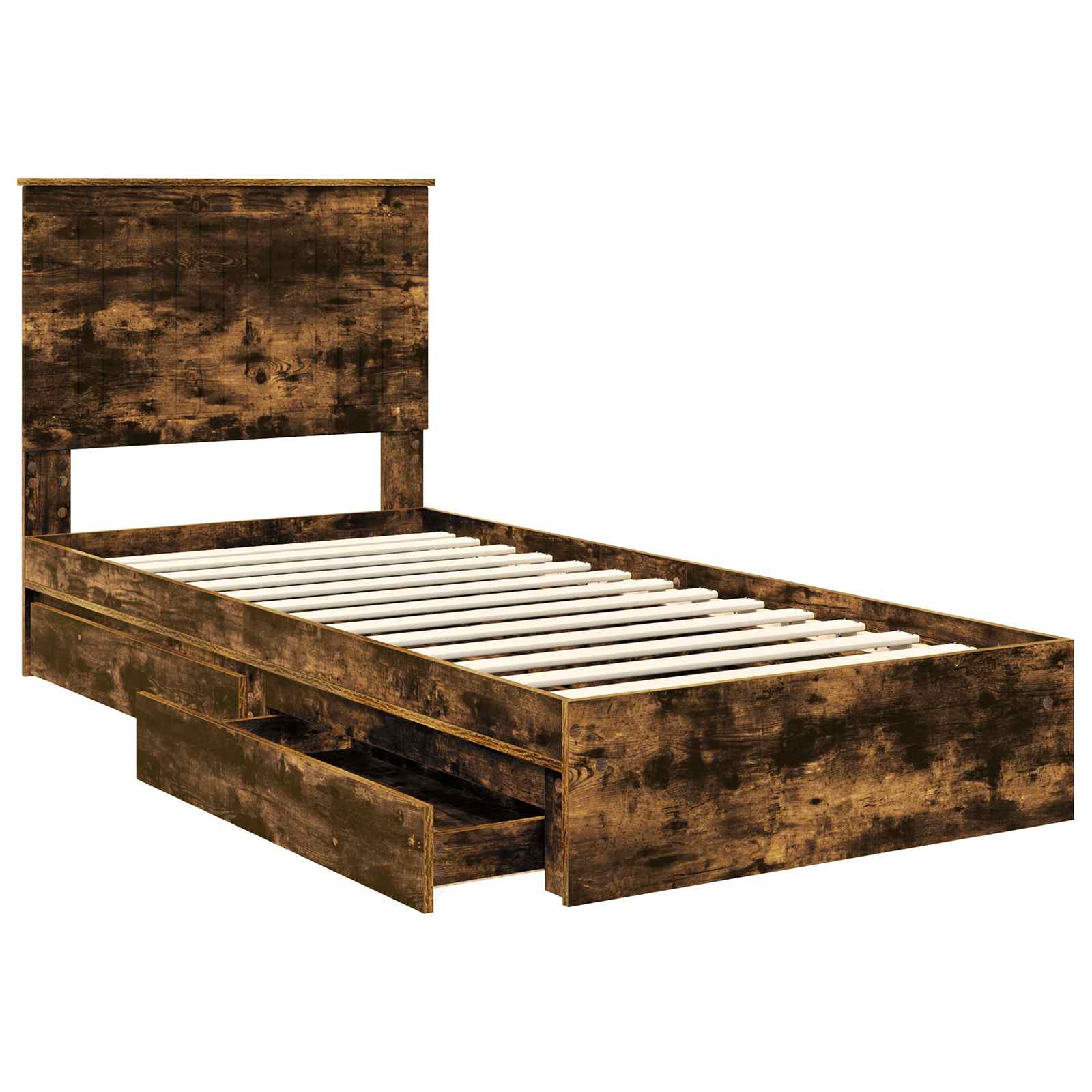 Lit de Rangement Chêne fumé 90 x 190 cm Bois d'ingénierie