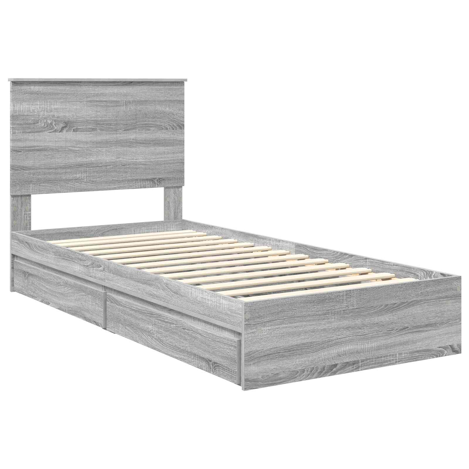 Lit de Rangement Gris Sonoma 90 x 190 cm Bois d'ingénierie