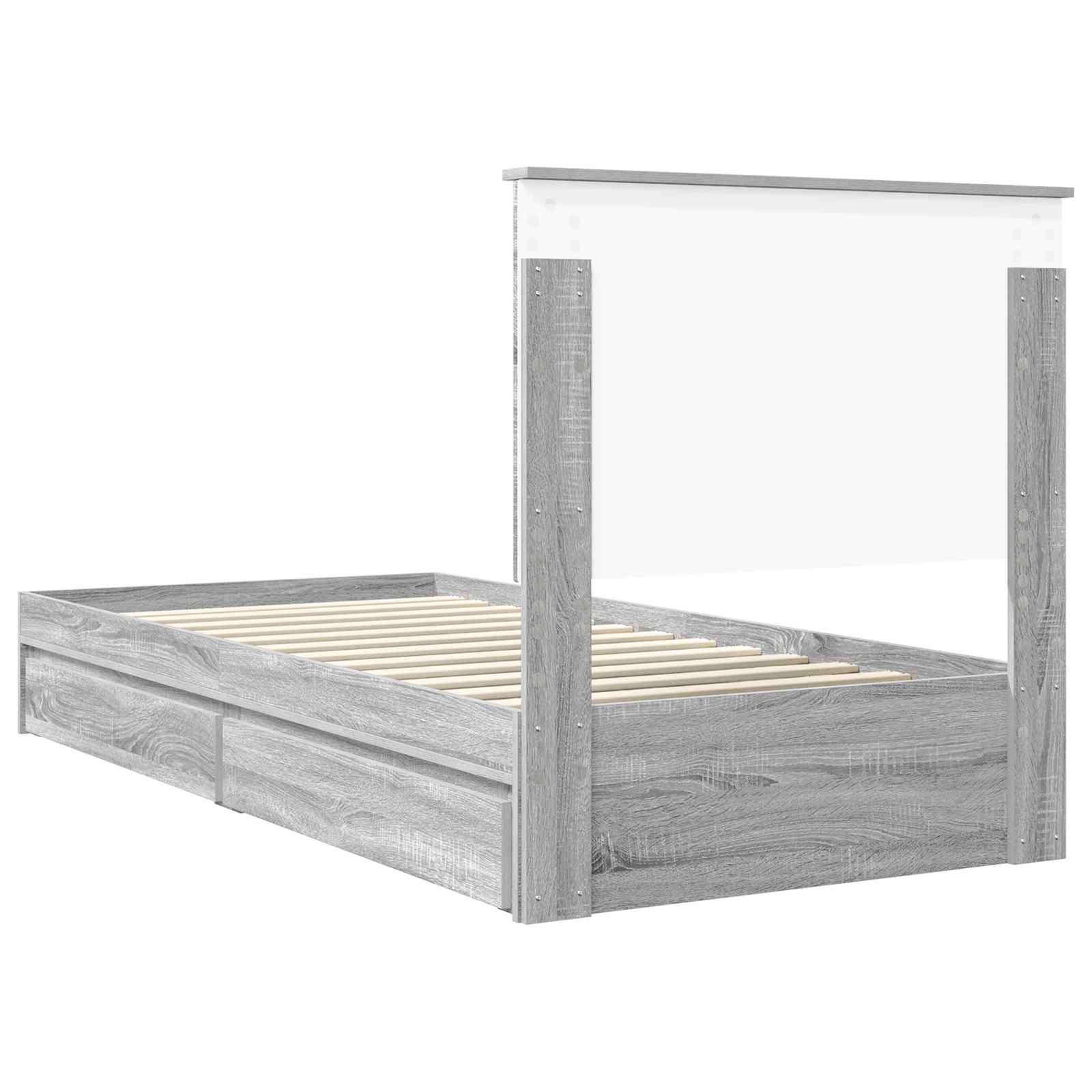 Lit de Rangement Gris Sonoma 90 x 190 cm Bois d'ingénierie