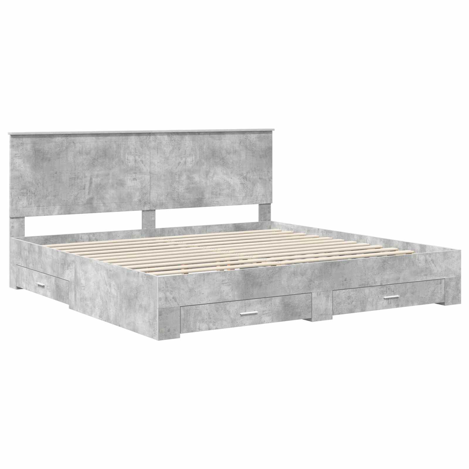 Cadre de lit Gris béton 200 x 200 cm Bois d'ingénierie - XIOS
