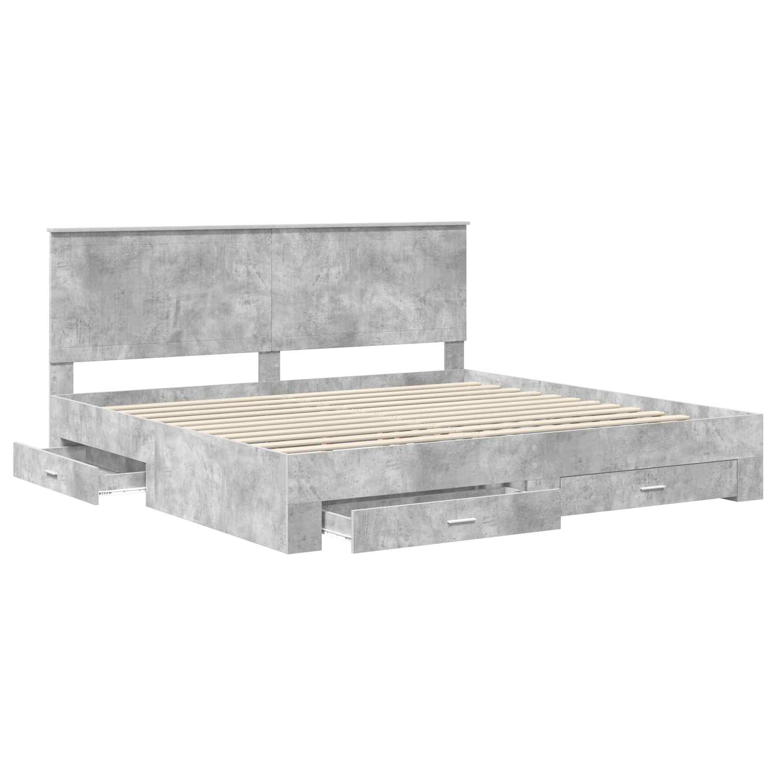 Cadre de lit Gris béton 200 x 200 cm Bois d'ingénierie - XIOS