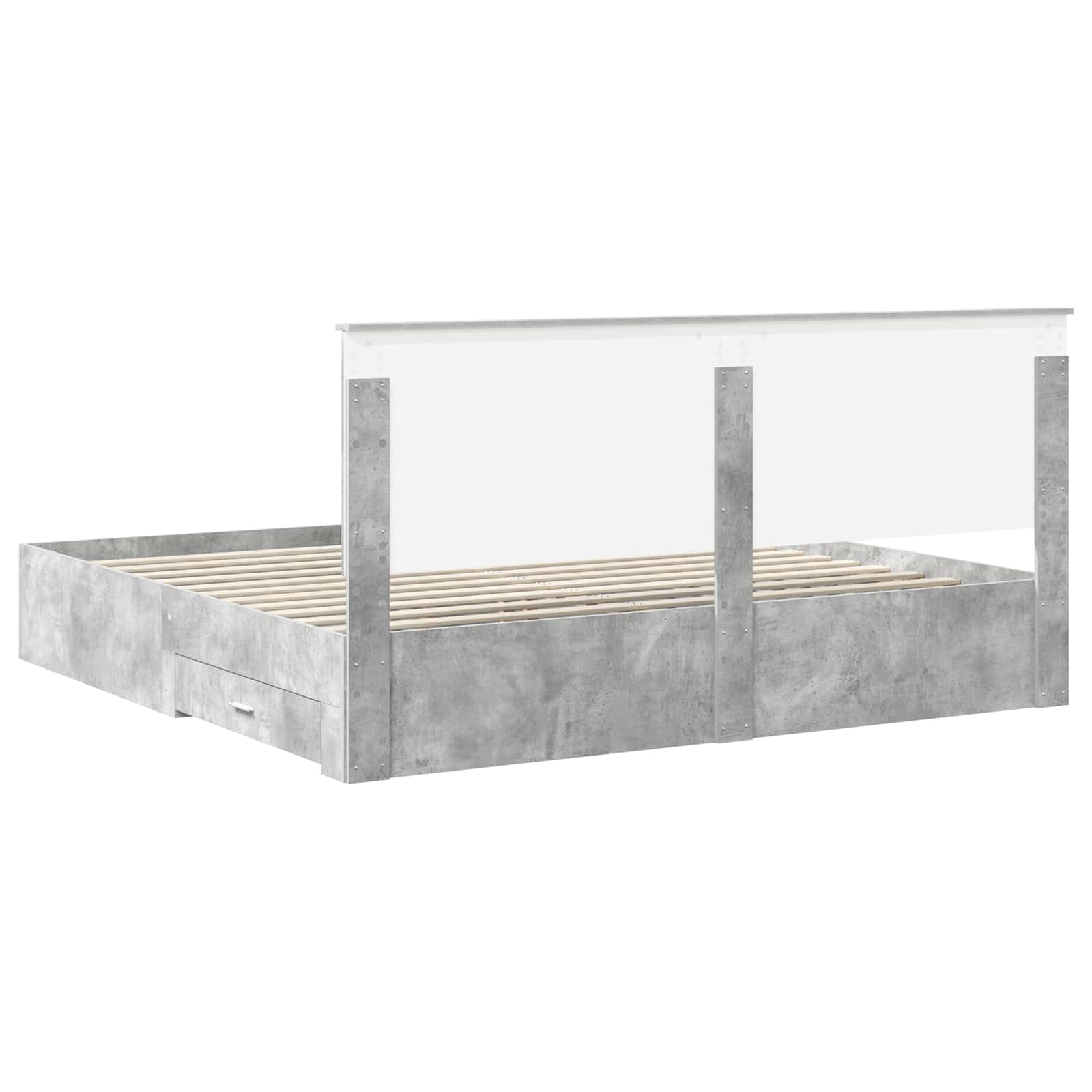 Cadre de lit Gris béton 200 x 200 cm Bois d'ingénierie - XIOS