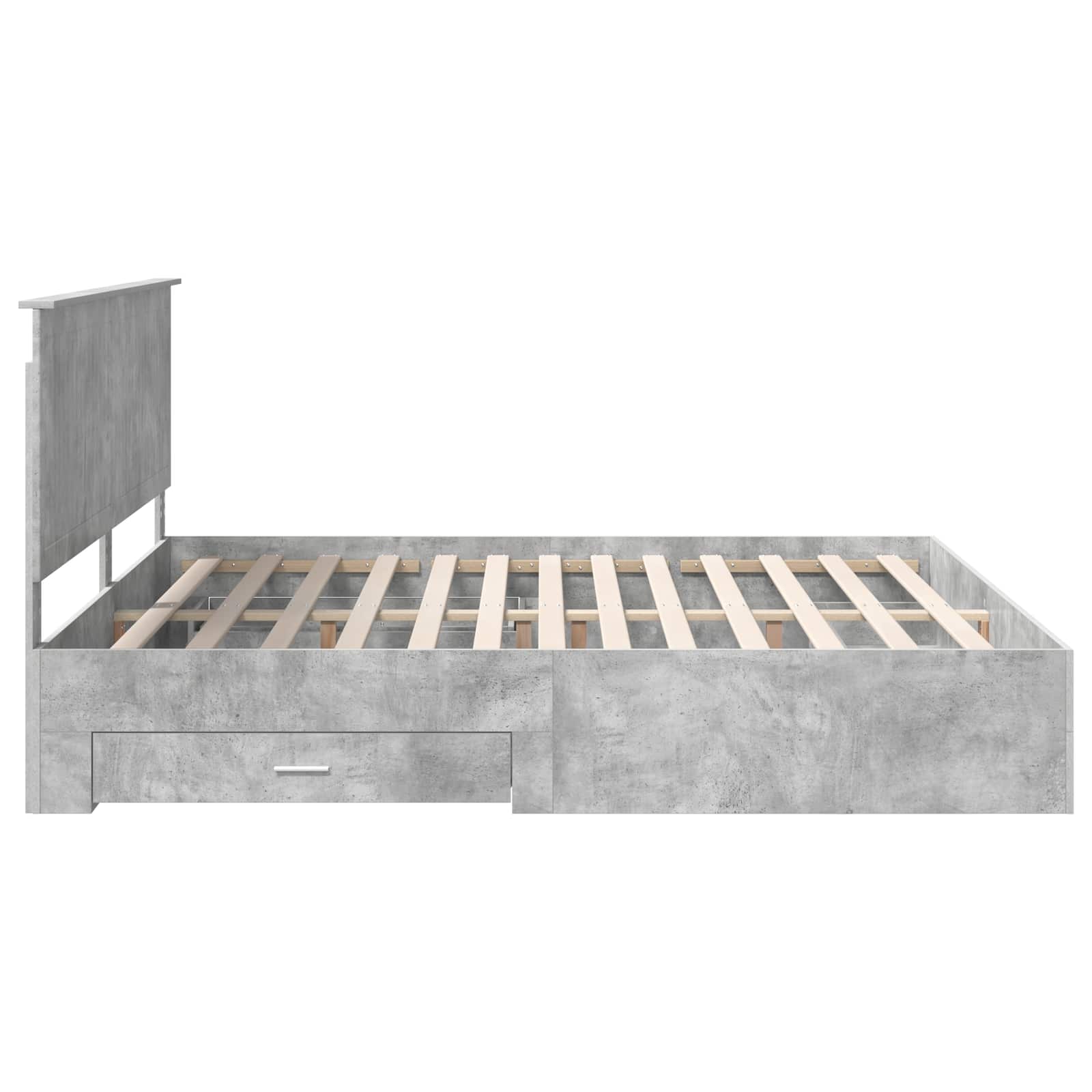 Cadre de lit Gris béton 200 x 200 cm Bois d'ingénierie - XIOS
