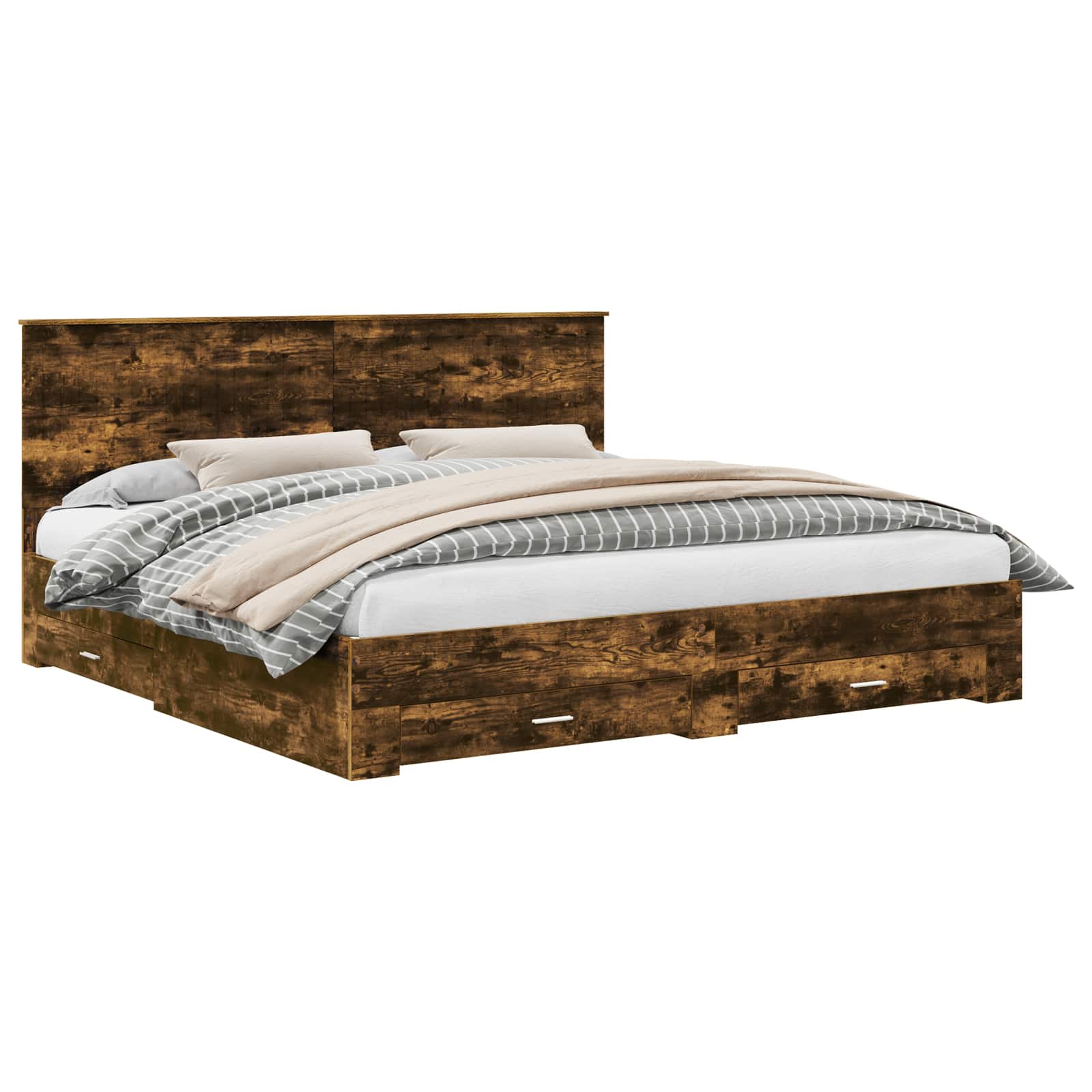 Cadre de lit Chêne fumé 200 x 200 cm Bois d'ingénierie - XIOS