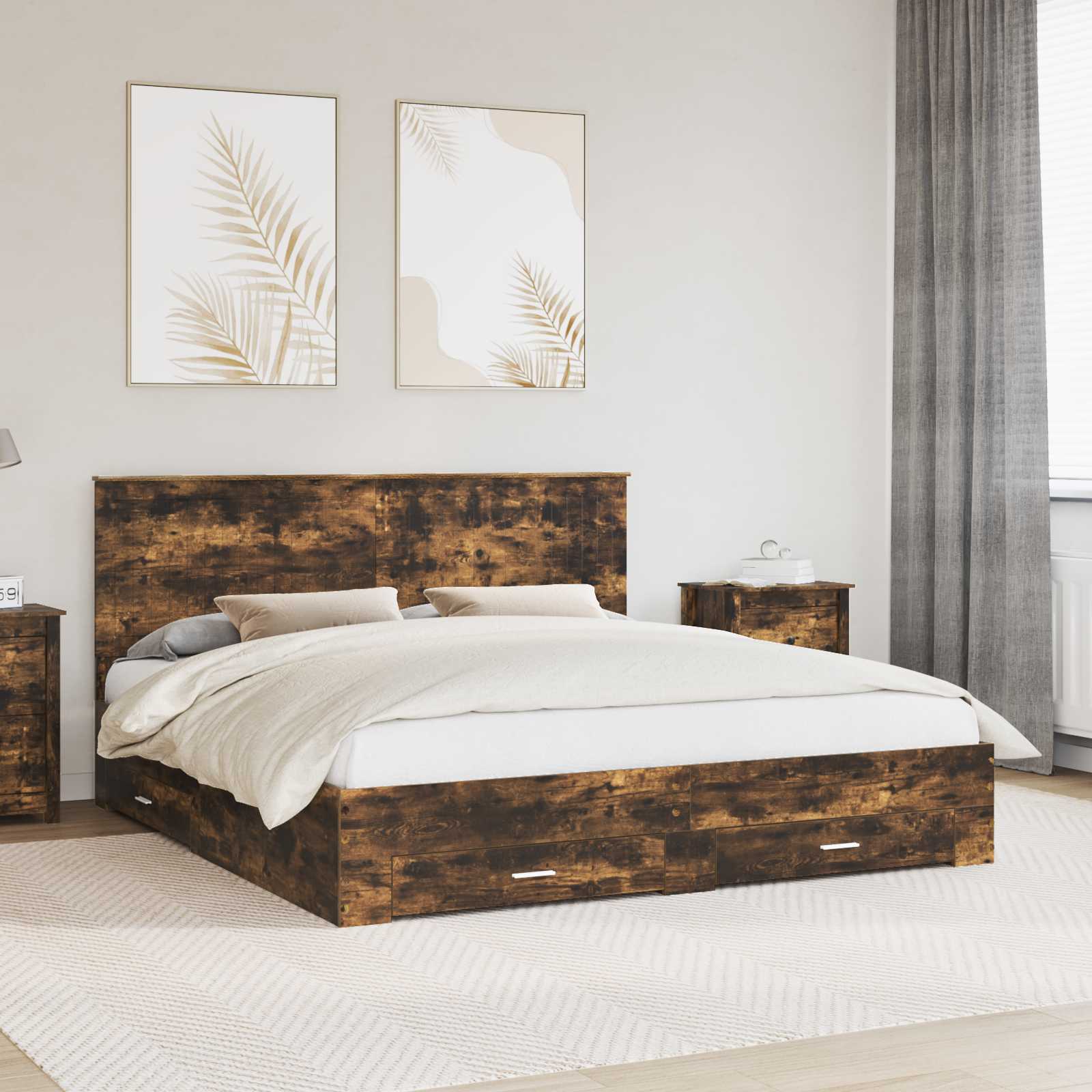 Cadre de lit Chêne fumé 180 x 200 cm Bois d'ingénierie - XIOS