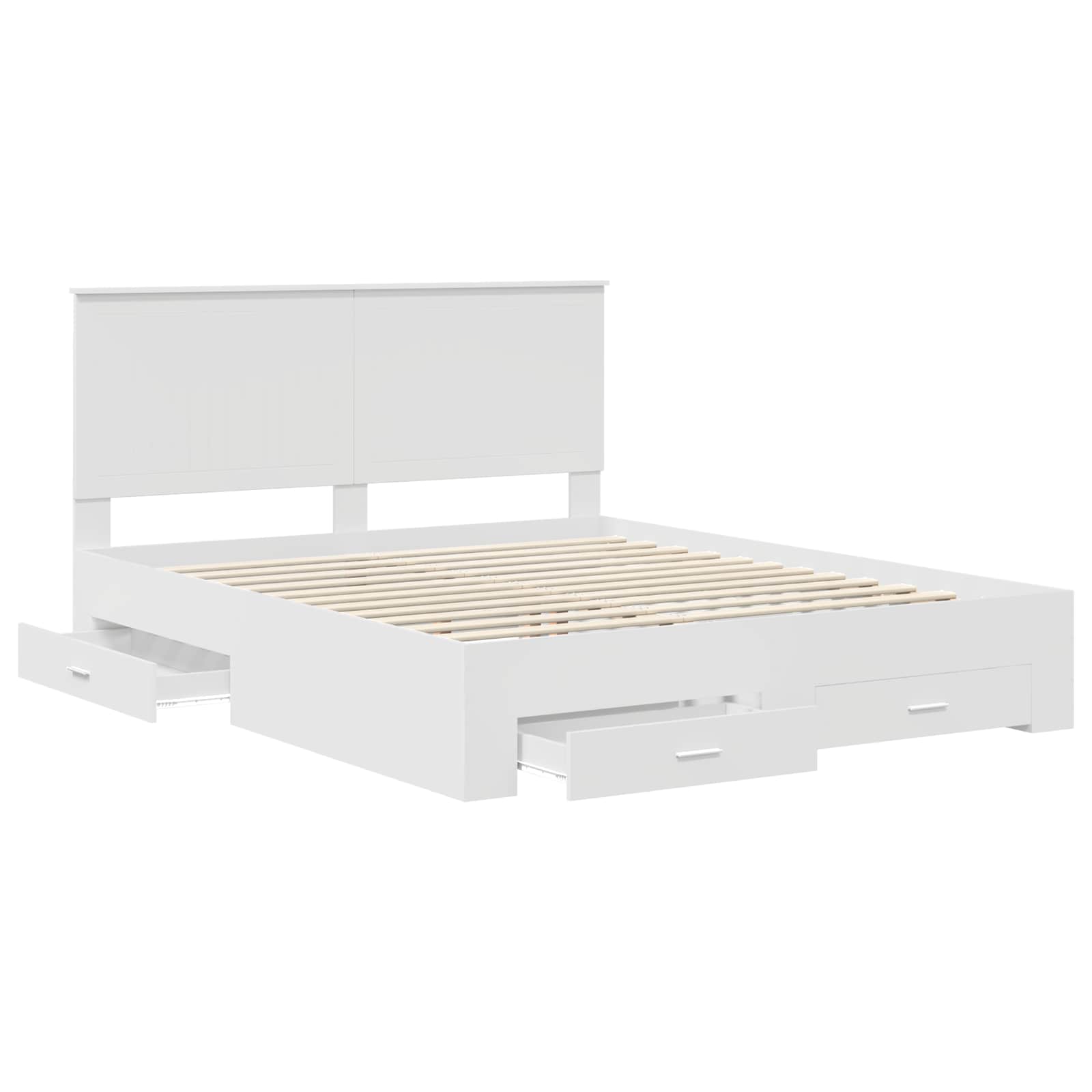 Cadre de lit avec tiroir Blanc 160 x 200 cm Bois d'ingénierie - XIOS